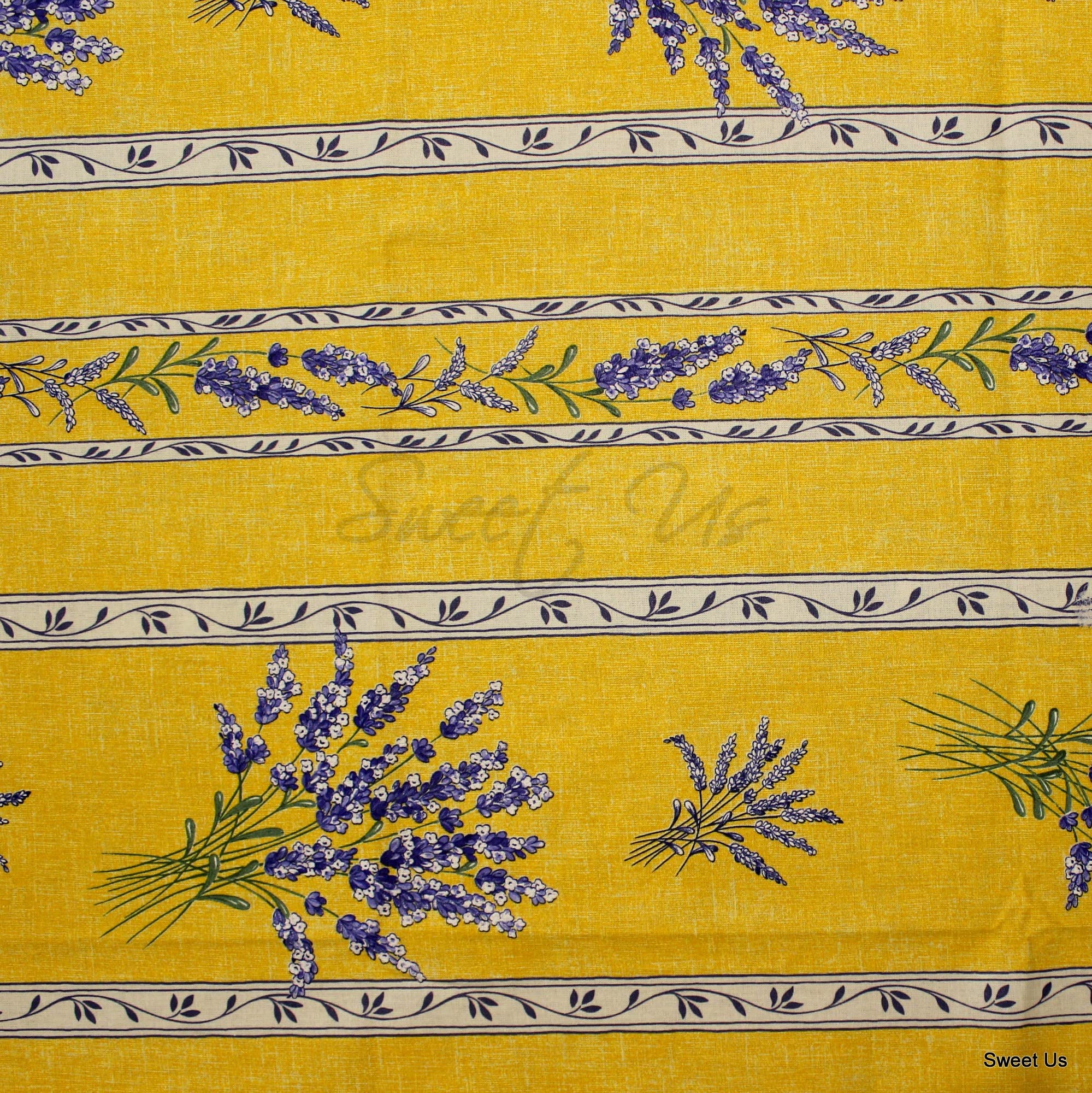 Royal Lavender Wipeable Spill-Resistant Acrylic Coated Tablecloth – Floral Cotton French Provencal Design for Rectangle Tables (60