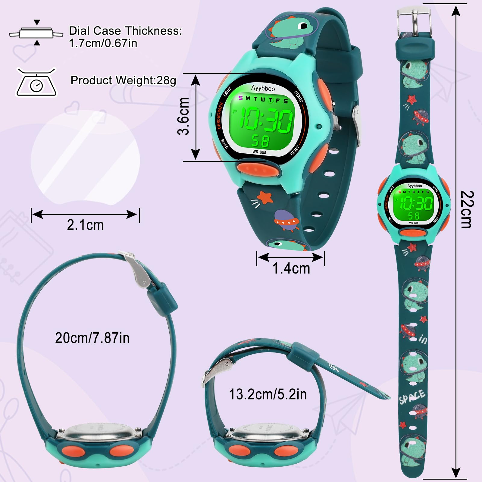 **Kids Digital Watch with 7 Color Lights - Waterproof, Alarm & Stopwatch - Cute Wristwatch for Girls & Boys Ages 5-13 - Perfect Gift for Birthdays, School & Outdoor Play**