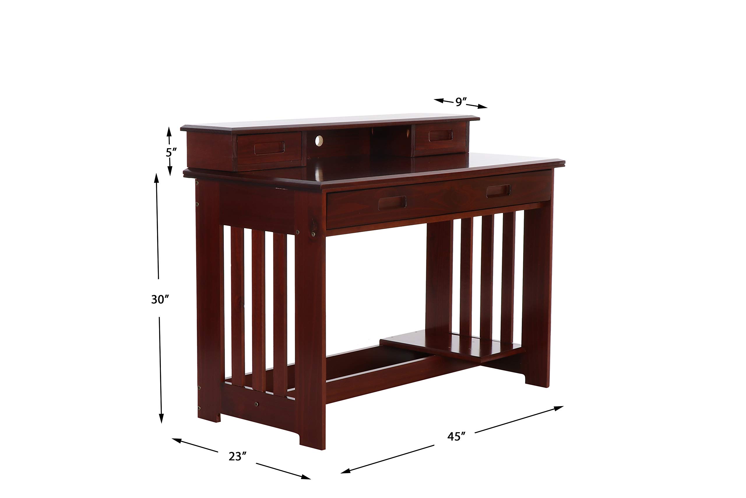 Discovery World Furniture Merlot Wood Desk with Hutch and Chair Set - Perfect for Home Office, Study Room & Workspace