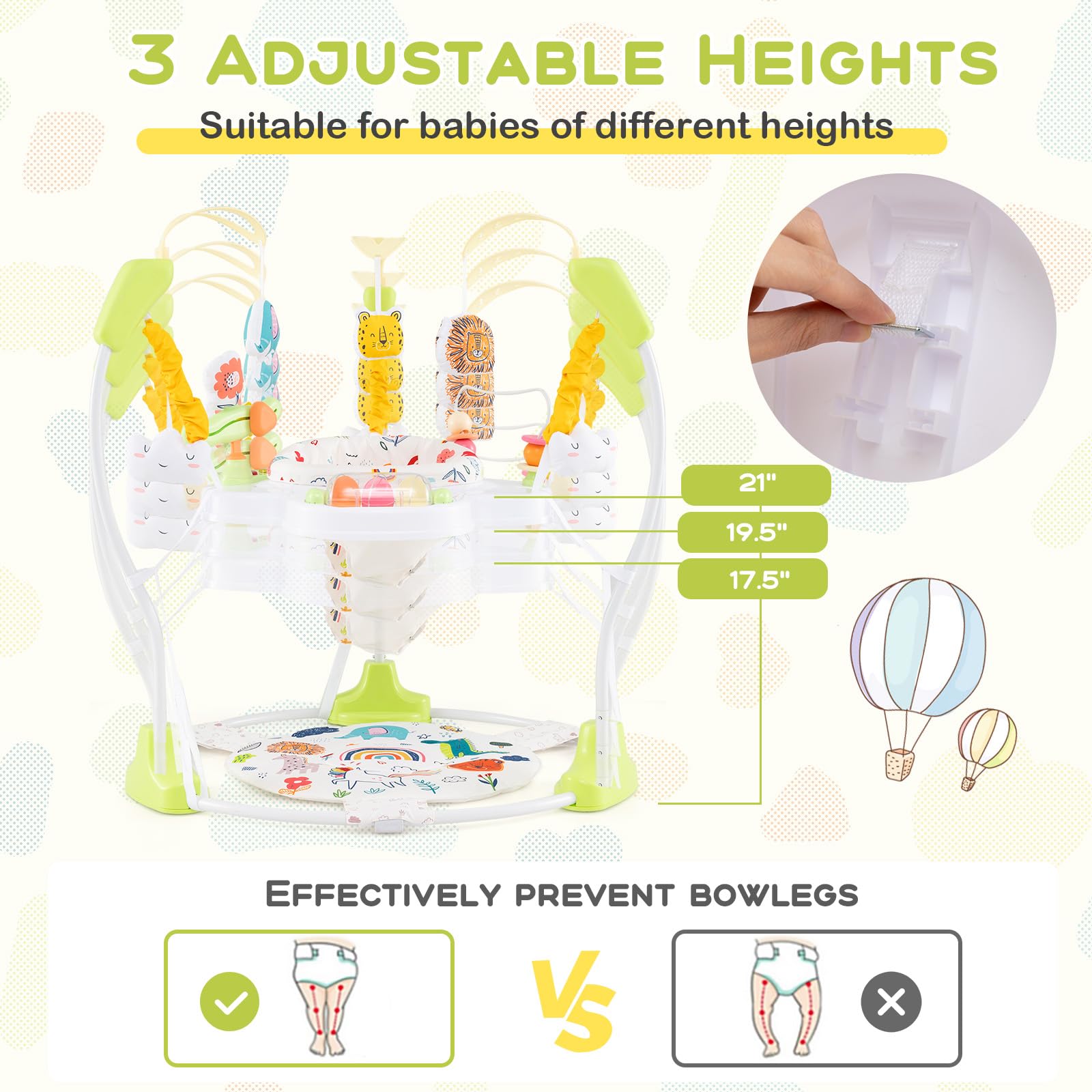 BABY JOY Baby Jumpers & Bouncers - 360° Rotating Activity Center with Music, Lights & Sounds | 5 Adjustable Heights for Infants 6-12 Months | Perfect for Playtime, Learning & Motor Skill Development