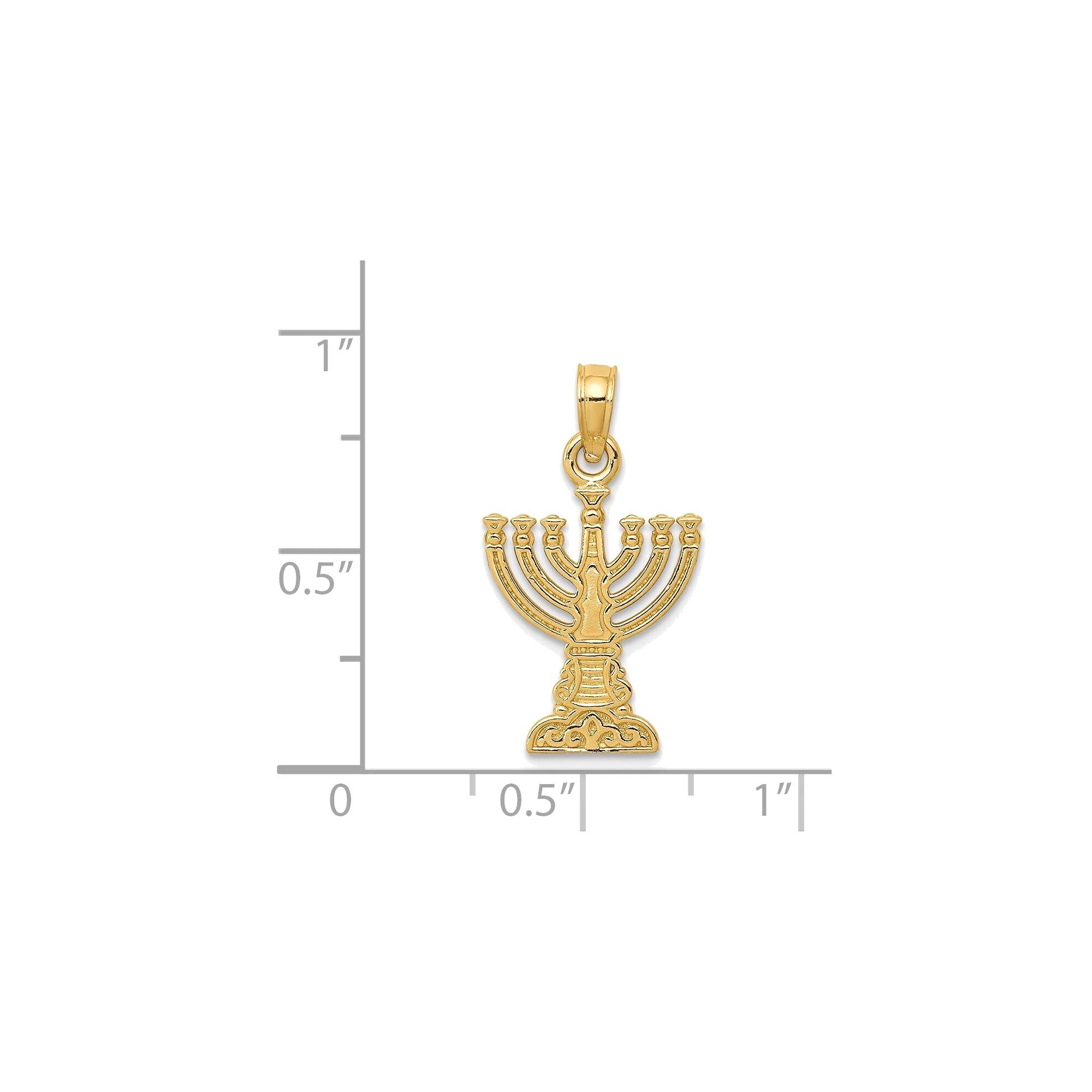 14K Yellow Gold Menorah Pendant - Perfect Jewish Gift for Hanukkah