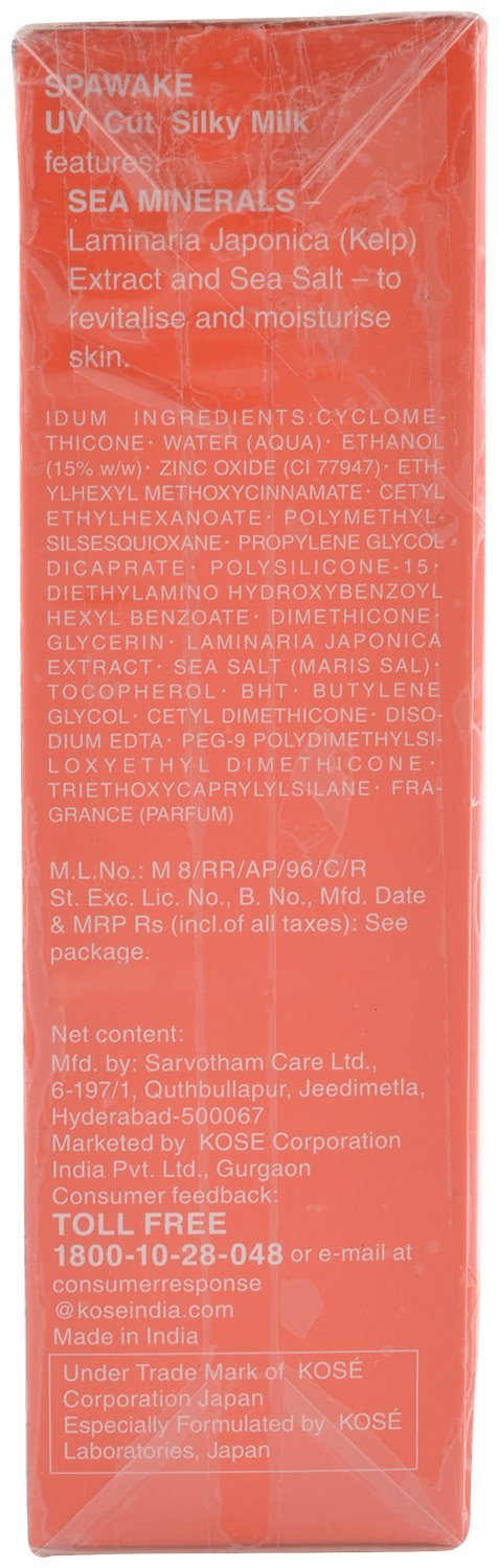 Spawake Silky Milk UV Cut Sunscreen - 40ml Lightweight Moisturizing Face & Body Sun Protection for Daily Use, Travel & Outdoor Activities