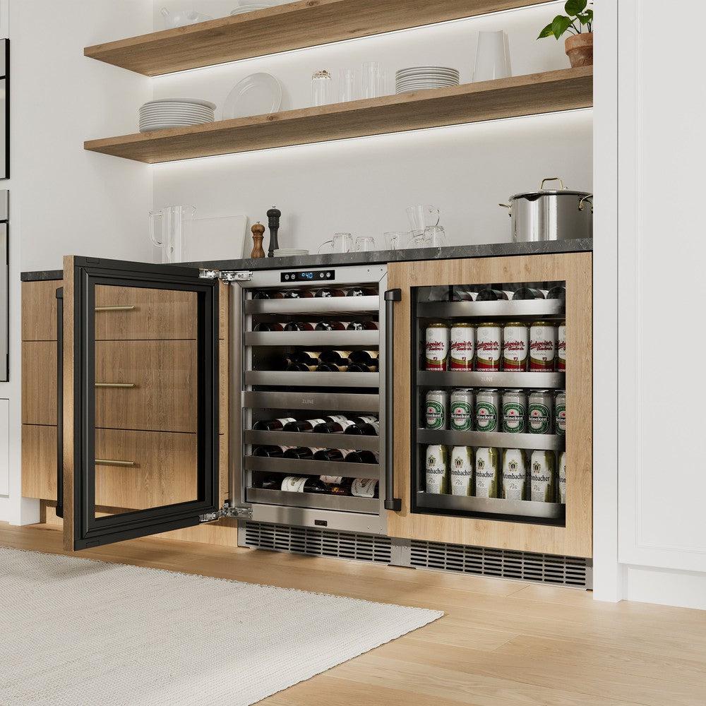 ZLINE Autograph Edition 24 Inch Built-In Beverage Refrigerator - Panel Ready Glass Door with Matte Black Handle - Perfect for Home Bar, Kitchen, or Office - Energy Efficient Mini Fridge for Drinks and Snacks (Model RBSPOZ 24 MB)
