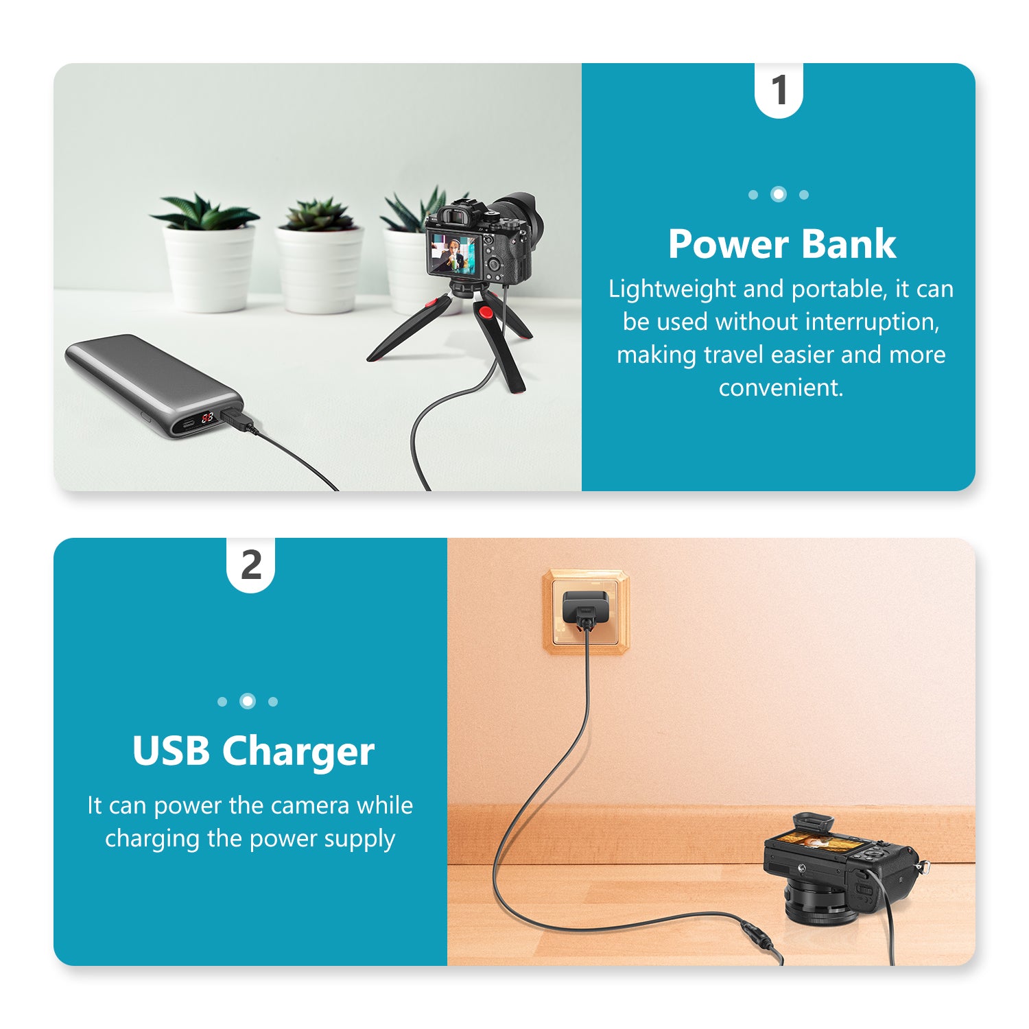 NEEWER DC NP-FW50 Dummy Battery for Sony Cameras - Power Adapter Replacement for Continuous Shooting & Video Recording - Perfect for Sony A7, A9, A6000 Series & More