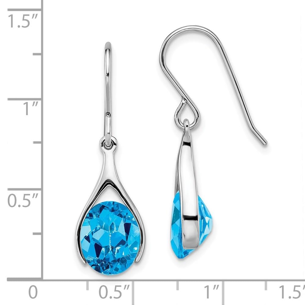 Sterling Silver Rhodium-Plated Gemstone Dangle Earrings for Women | Elegant Fine Jewelry Gift for Birthday, Anniversary & Special Occasions