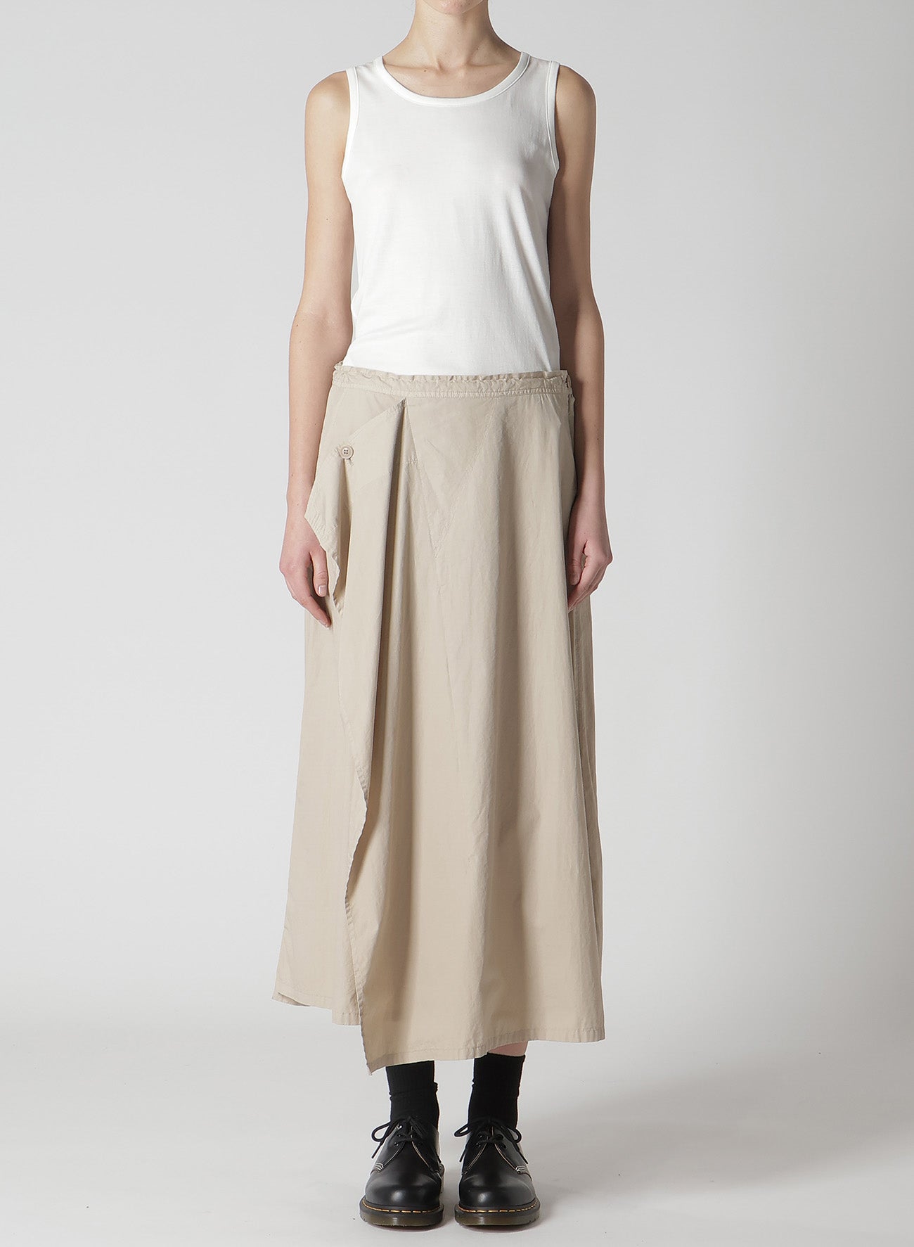 Women's Cotton Broadcloth Garment-Dyed Front Triangle Stitch Skirt - Casual Summer Dress for Beach, Picnic & Everyday Wear