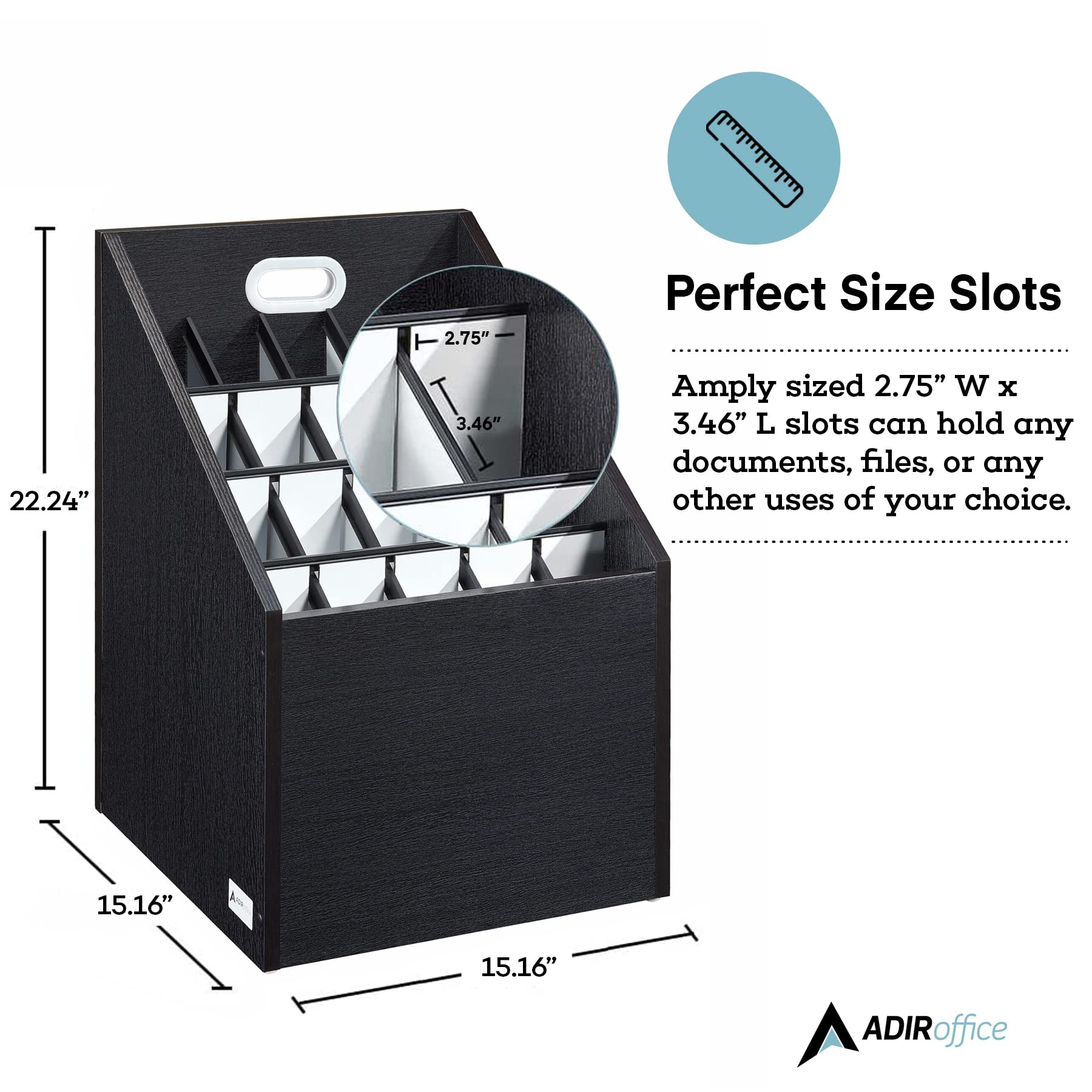 Adir Wooden Blueprint Storage Organizer Cart - Black Plan & Blueprint Holder, Poster & Map Storage Cabinet for Architects, Engineers & Construction Professionals - Perfect for Office, Studio & Job Site Organization