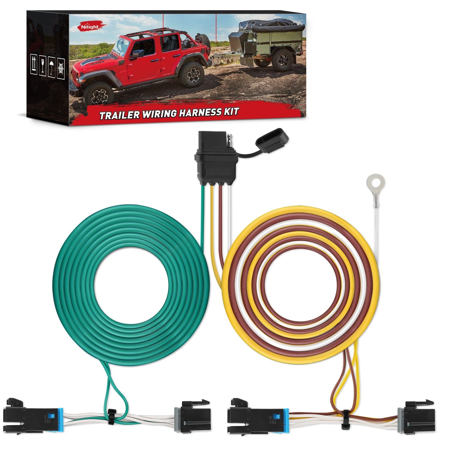 4 Pin Trailer Wiring Harness 55540 - Compatible with 2003-2024 Chevy Express & GMC Savana - Vehicle Side Custom Connector for Easy Trailer Light Installation - Perfect for Towing, Camping & Hauling