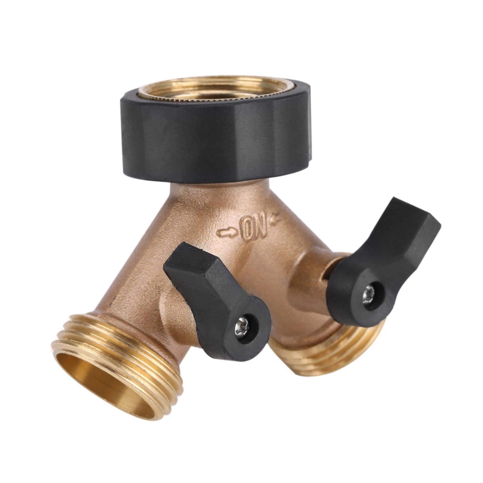 Estink 2-Way Y-Shape Brass Hose Splitter - 3/4 Inch Garden Water Tap Connector with American Thread | Perfect for Lawn Irrigation, Car Washing & Outdoor Watering