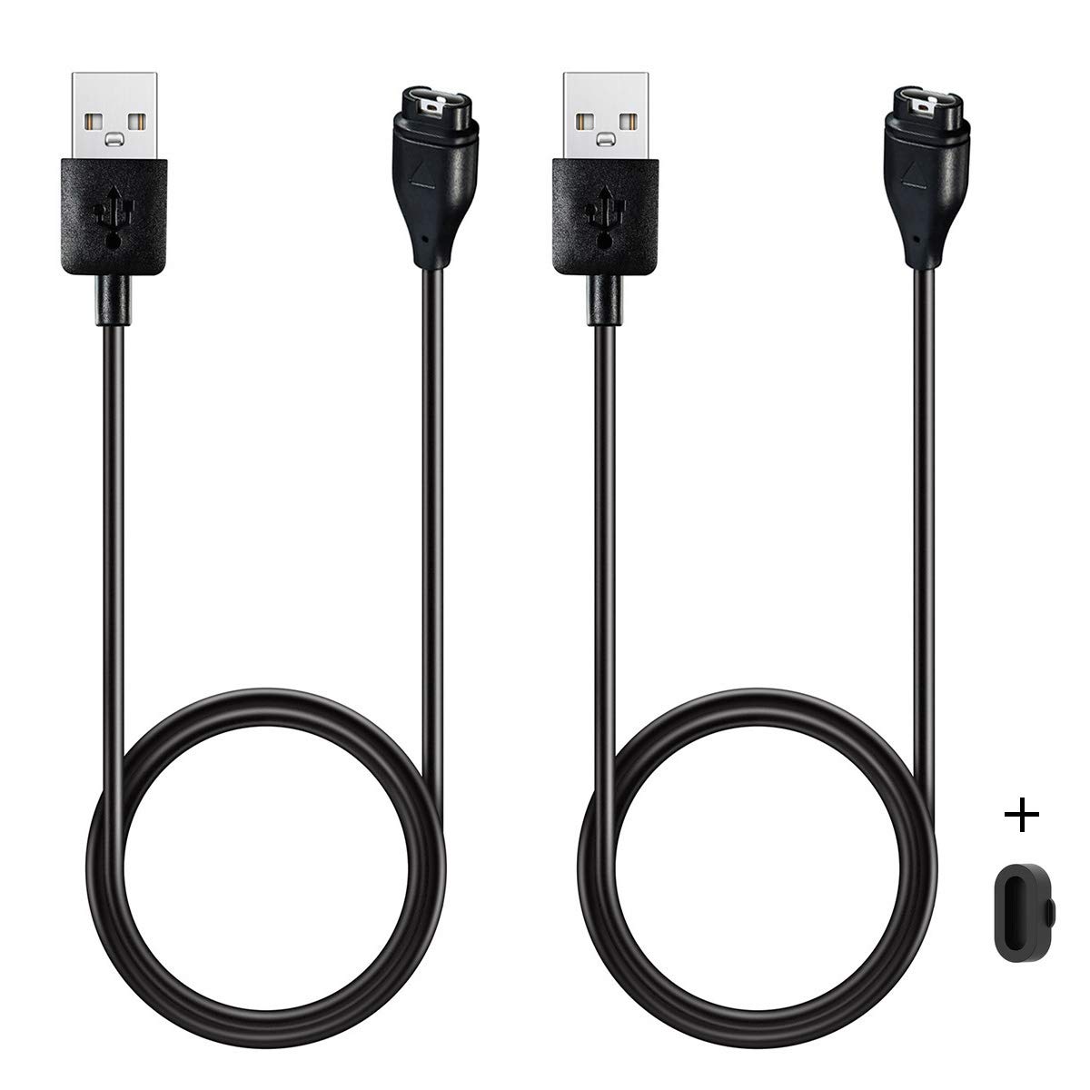 Kissmart Replacement Charger Cable for Garmin Instinct Series (Instinct/2/2S/2X/3) with Silicone Dust Plug - 2 Pack | Perfect for Outdoor Sports, Hiking & Fitness Tracking