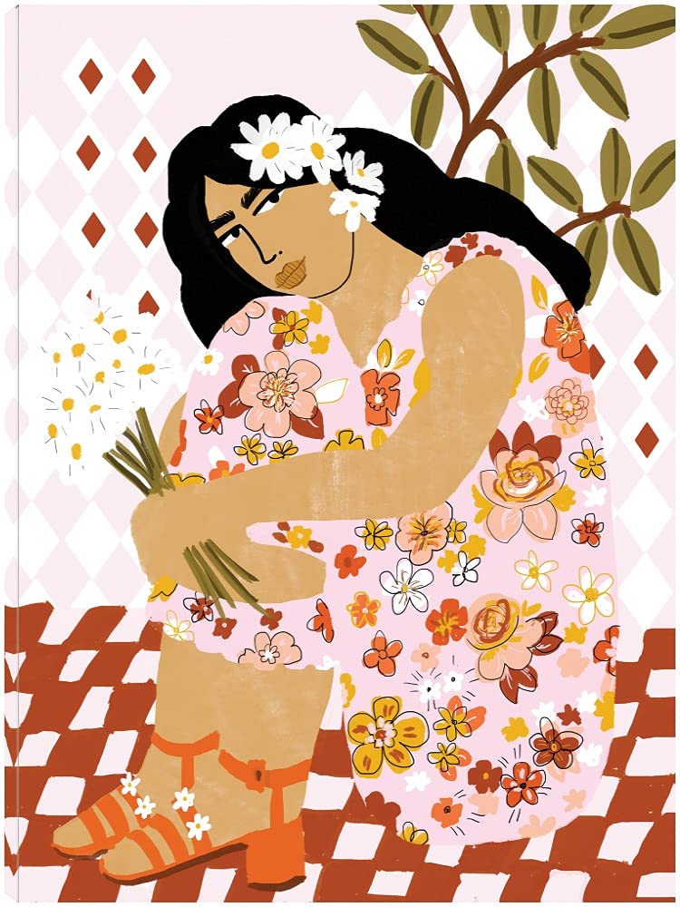 Boho Lady Canvas Wall Art - Hand Painted Fine Art Decor by Alja Horvat - 15x20 Inches Ready to Hang - Perfect for Living Room, Bedroom, Office & More - Modern Home & Office Wall Decor