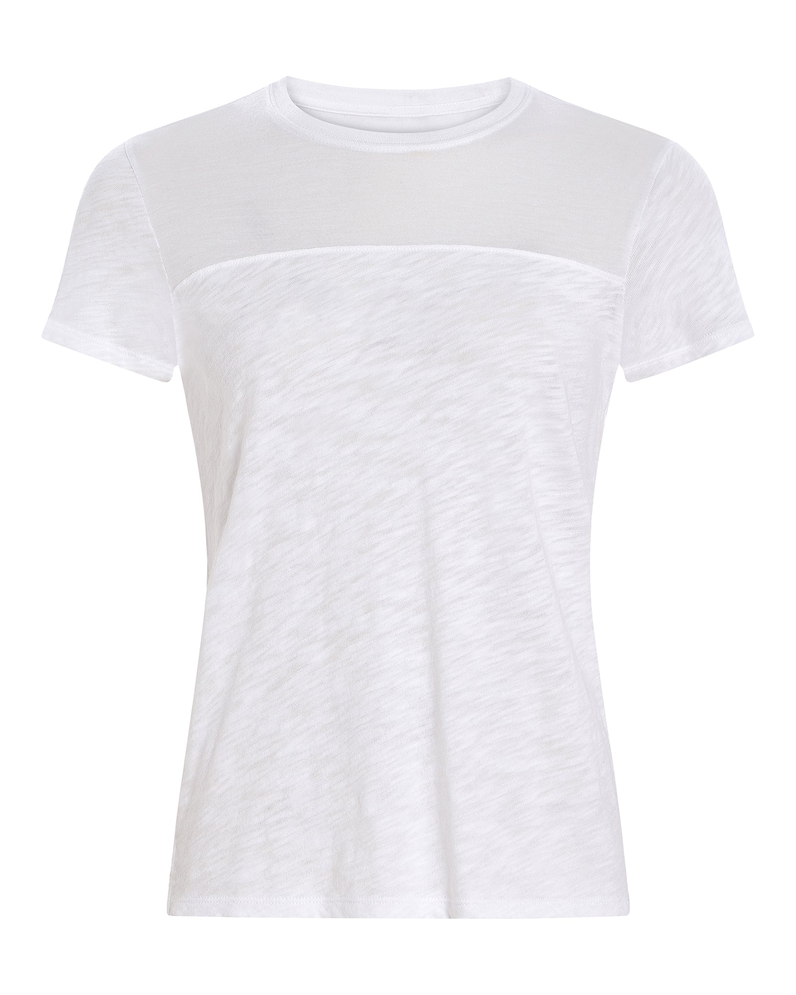 Slub Jersey Mixed Media Schoolboy Crew Neck T-Shirt for Men - Soft Cotton Blend Tee in White - Perfect for Casual Wear, School, and Everyday Outfits