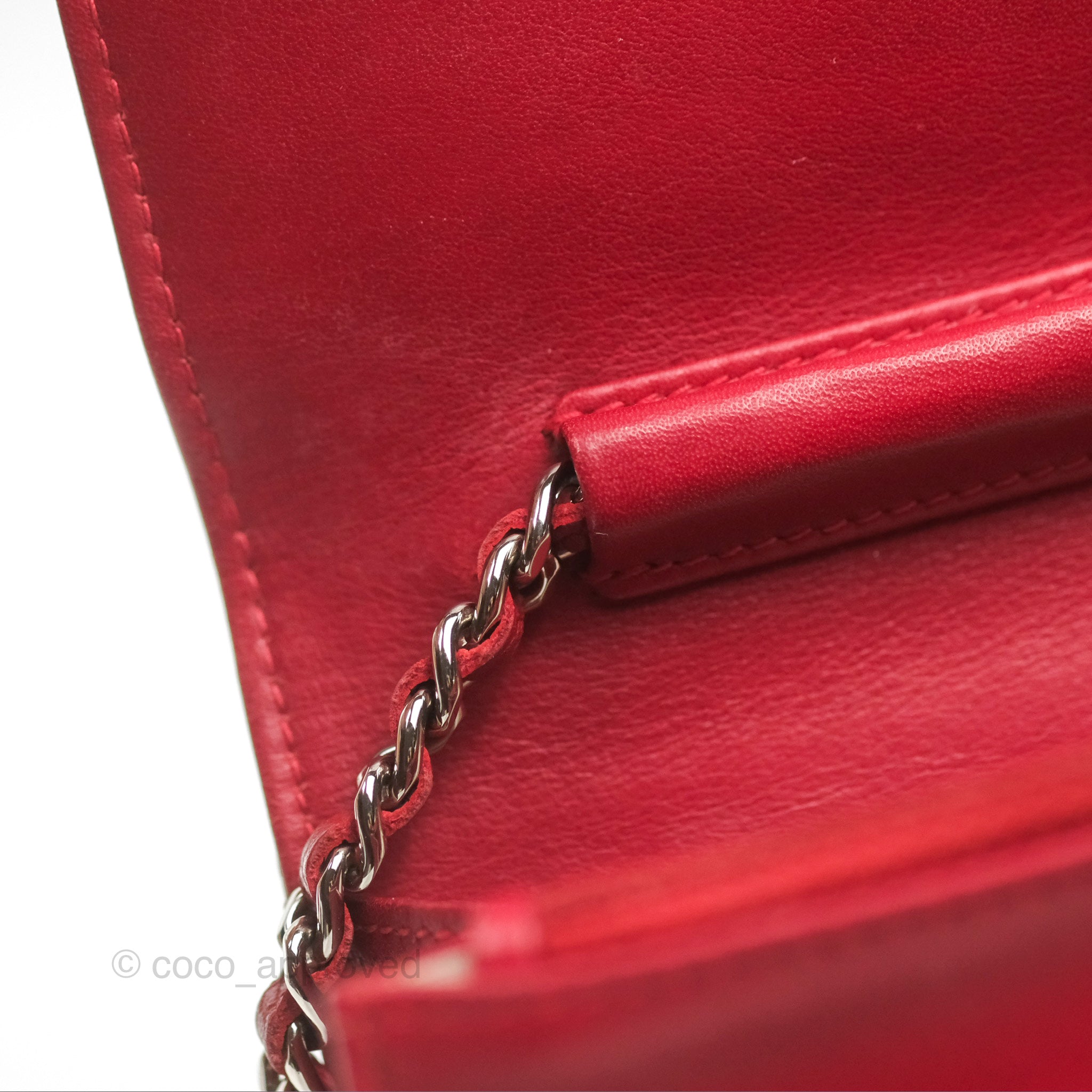 Chanel CC Wallet On Chain WOC Crossbody Bag - Red Caviar Leather with Silver Hardware | Perfect for Evening Events, Parties & Date Nights