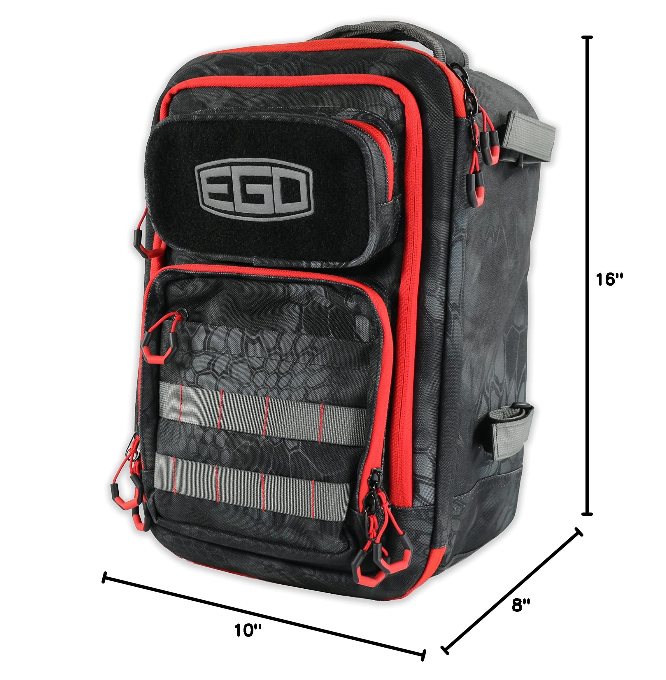 EGO Kryptek Tactical Fishing Backpack - Waterproof 1000D Nylon Tackle Box with 4 Storage Trays, Molle System & Multiple Pockets - Durable Gear Bag for Bass Fishing, Camping & Outdoor Adventures