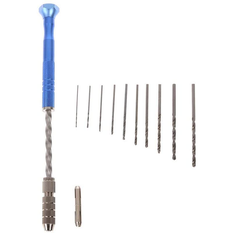 High-Speed Steel HSS Drill Bit Set - 10 Pcs Twist Drill Bits 0.8-3mm for Metal, Wood & Plastic - Precision Mini Micro Hand Drill Chuck with Semi-Automatic Spiral Design - Perfect for Jewelry Making, DIY Crafts & Small Repair Projects