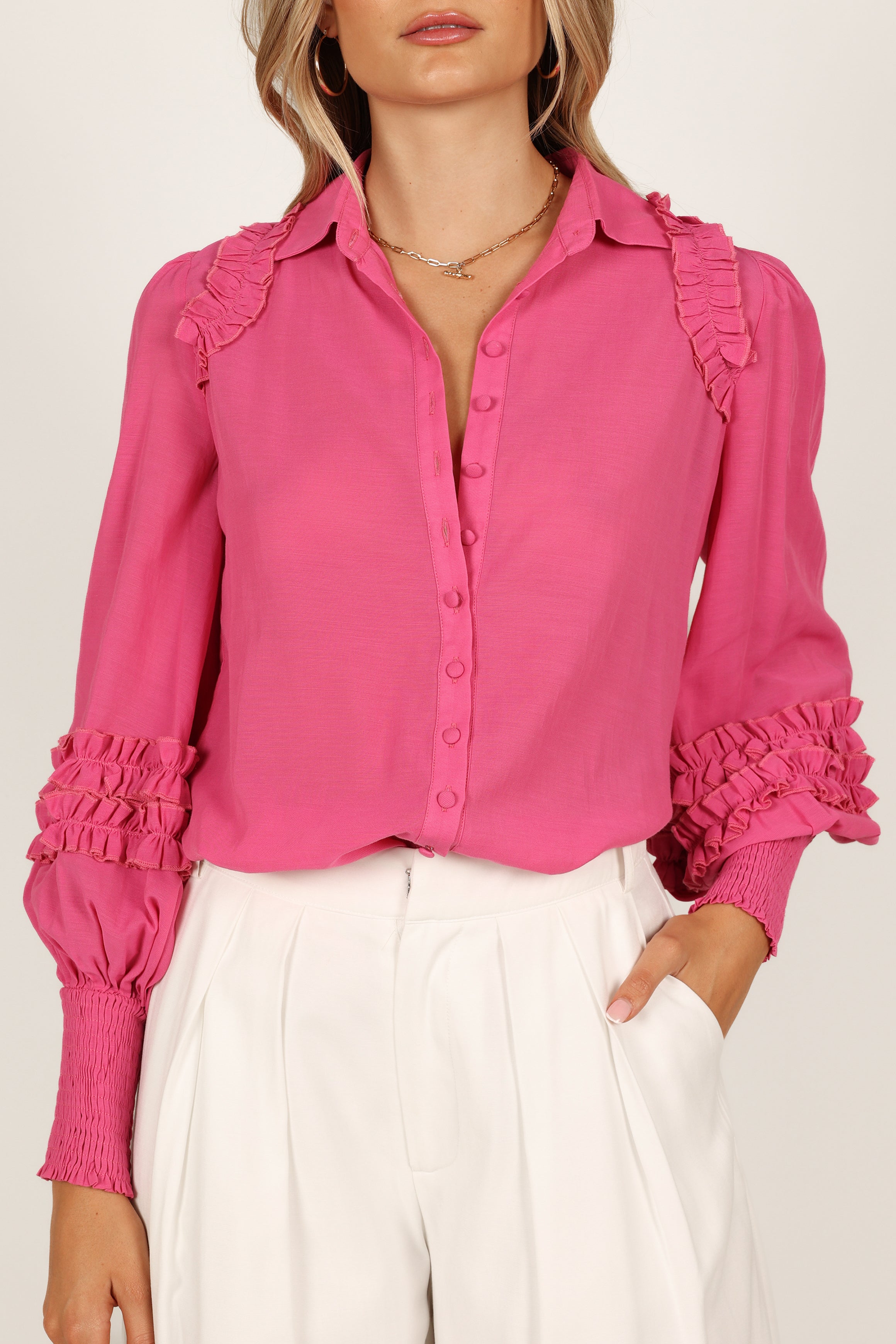 Bettina Shirt Fuchsia - Stylish Women's Blouse for Work & Casual Wear | Trendy Office & Everyday Outfit