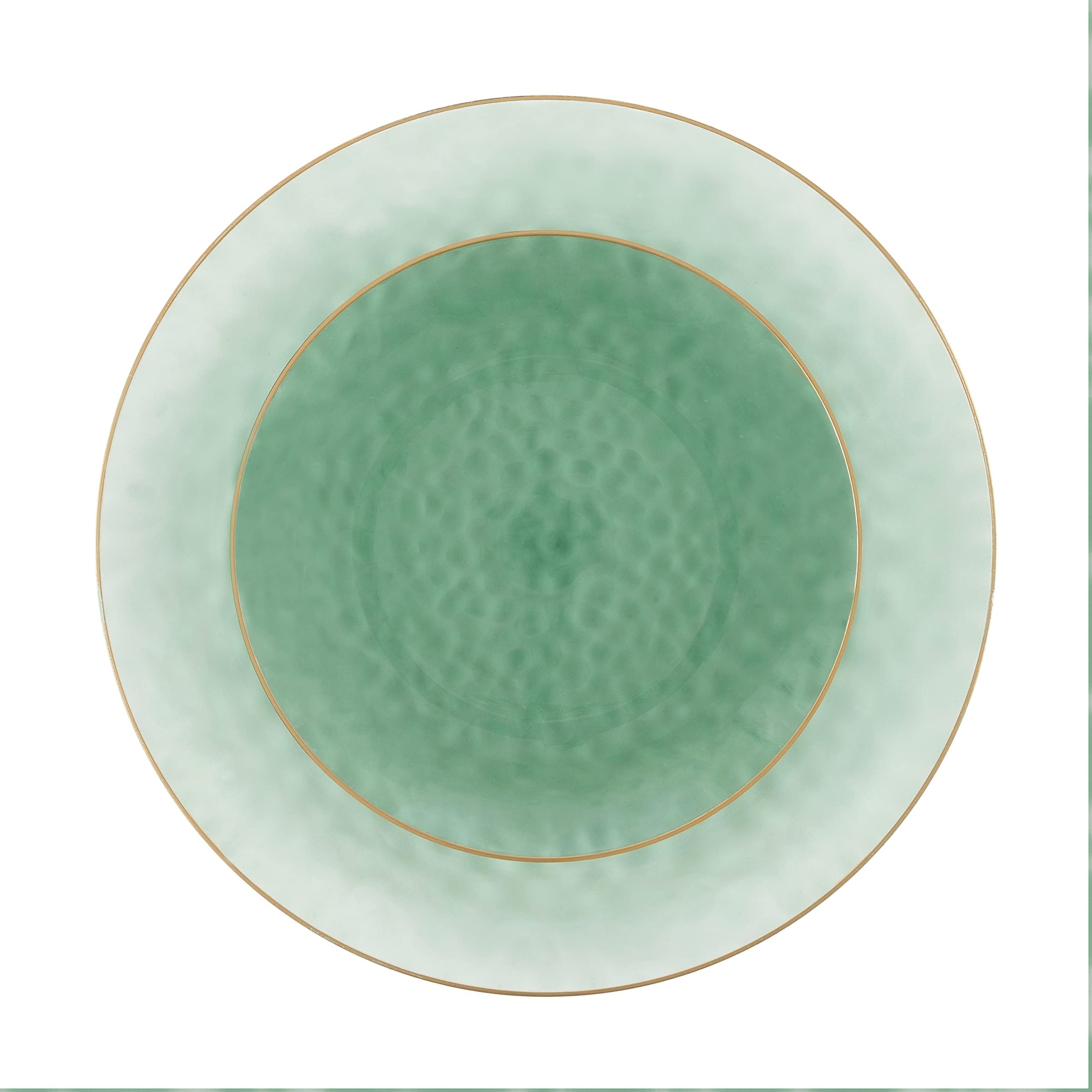 PLASTICPRO 32-Piece Plastic Dinnerware Set - 16 (7-inch) & 16 (10-inch) Green Hammered Plates - Durable Party Plates for St. Patrick's Day, Picnics, BBQs, and Outdoor Events