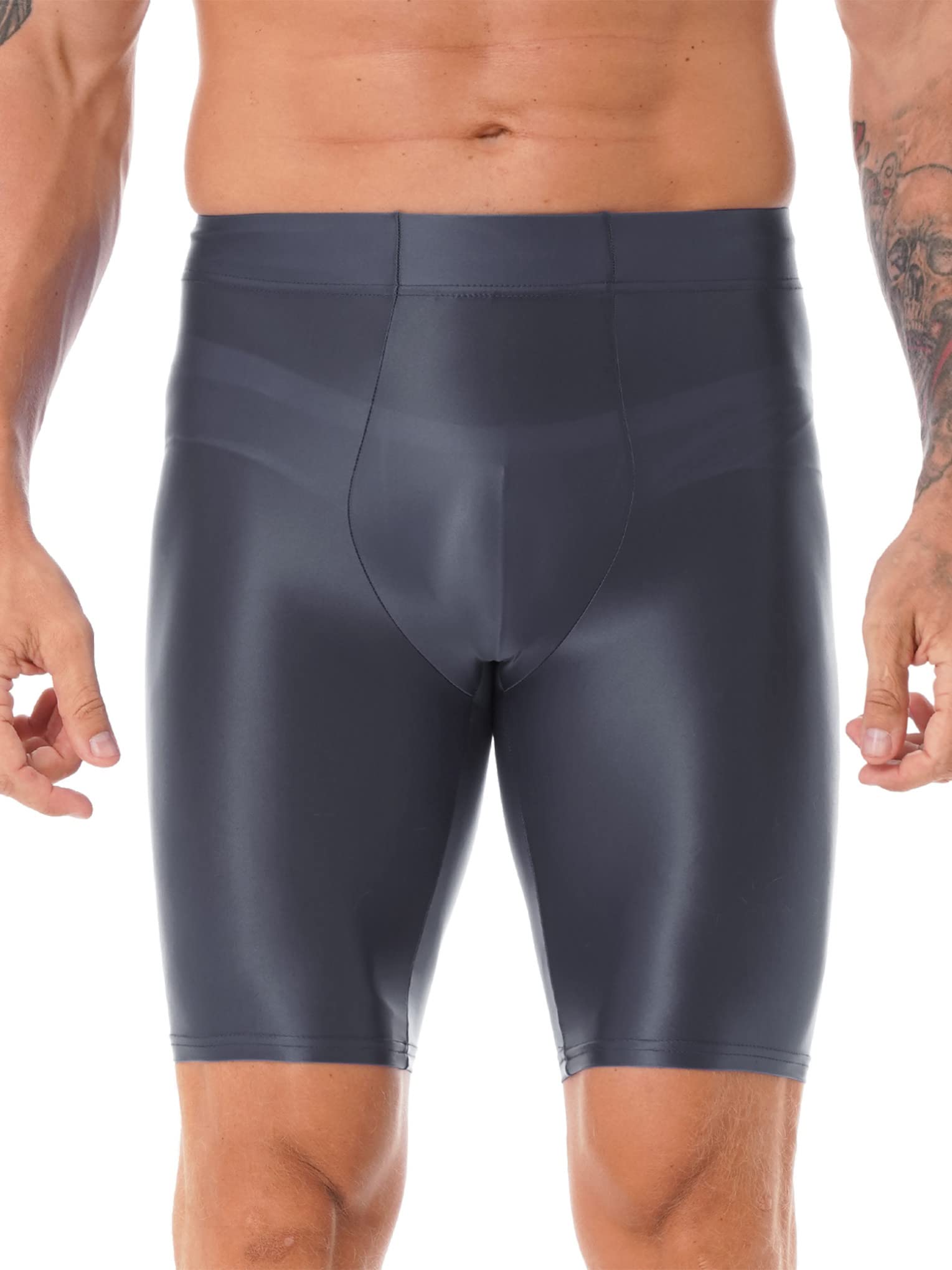 **Men's Shiny Compression Shorts - Quick Dry, Soft & Breathable Sports Tight Shorts for Running, Gym & Swimming**    *(Perfect for Workouts, Training, Yoga & Water Sports - Lightweight & Comfortable Athletic Wear)*