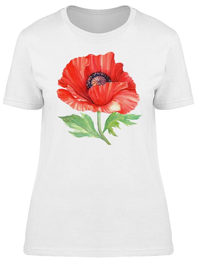 Stylish Red Poppy Print T-Shirt for Women - Soft Cotton Casual Tee - Perfect for Summer Outings, Dates & Weekend Wear
