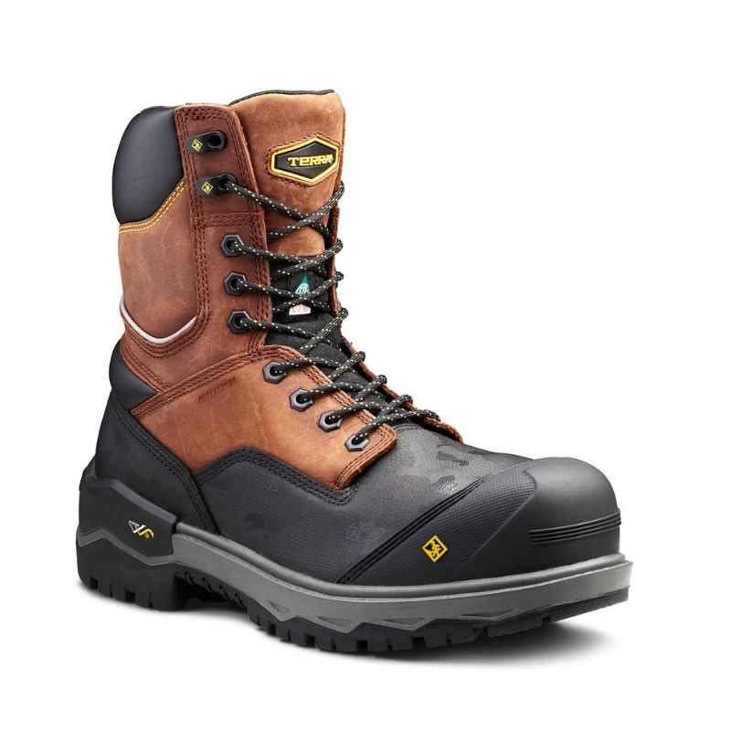Terra Gantry Men's 8 Composite Toe Work Boots - CSA Certified Safety Shoes, Brown (TR0A4NRQBRN) | Ideal for Construction, Warehouse & Industrial Work