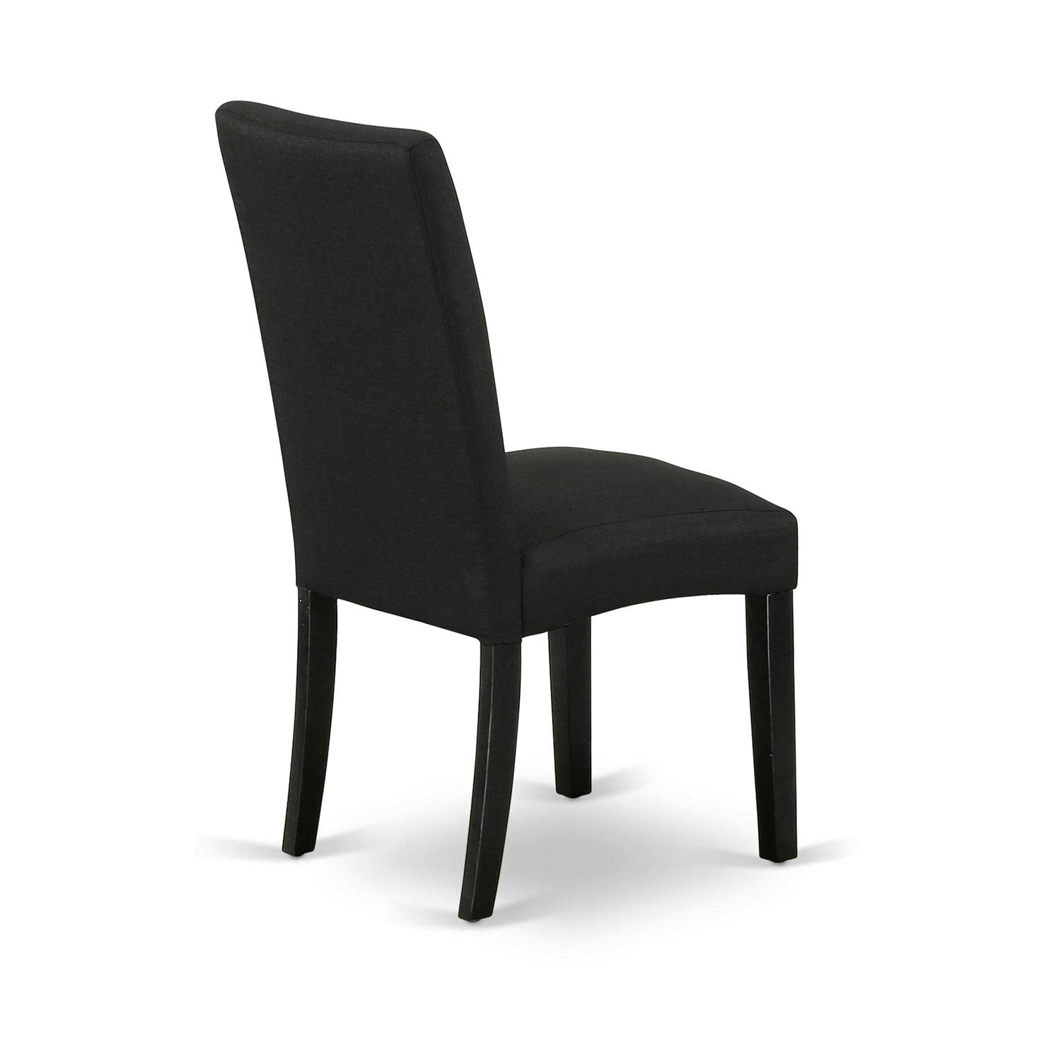 East West Furniture DRP1T24 Driscol Parson Chairs - Set of 2 Black Linen Fabric Padded Dining Chairs for Kitchen, Dining Room, and Office Use