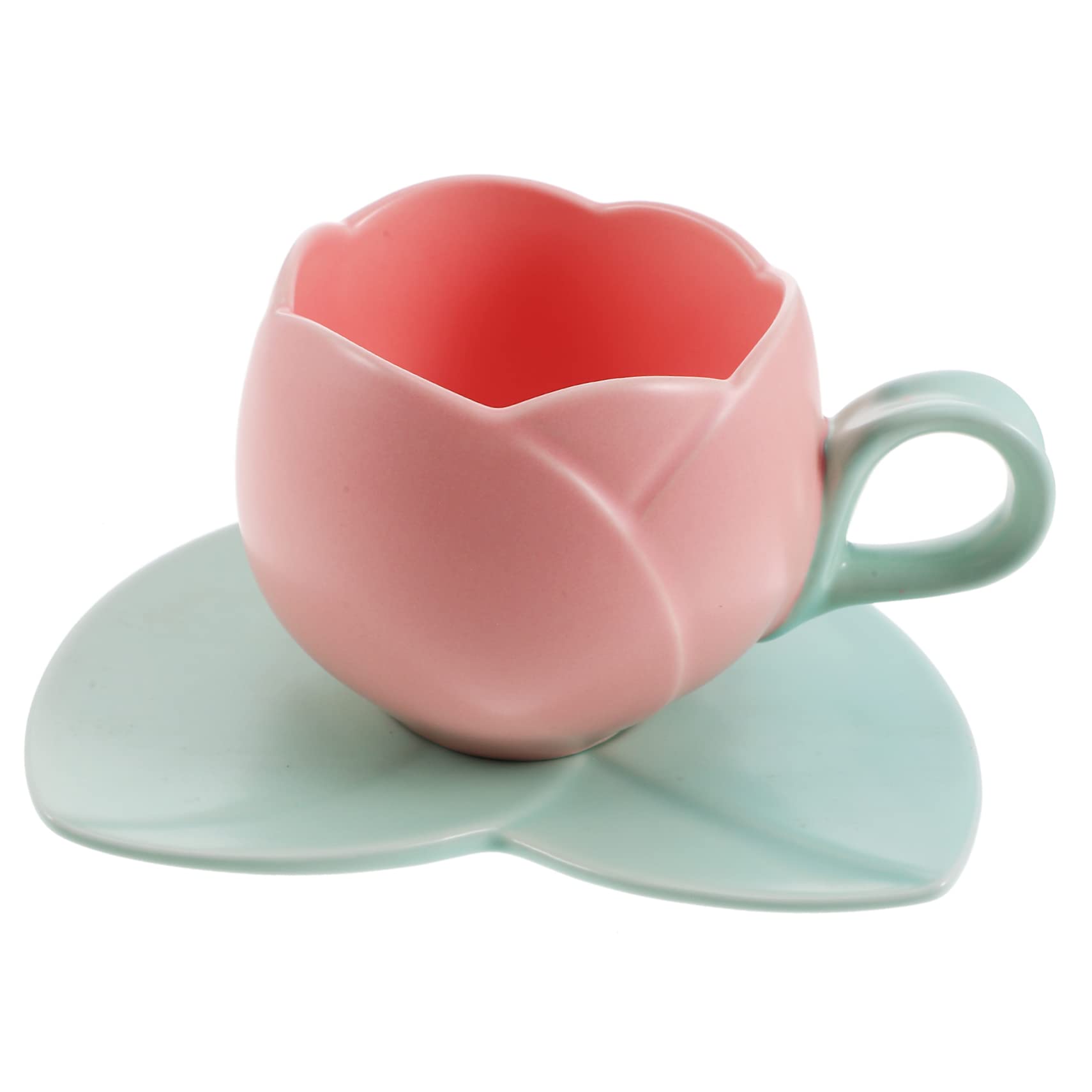DOITOOL 3D Ceramic Coffee Mug Set with Lid & Saucer - 6oz Espresso Cups, Porcelain Tea Mugs for Home, Office & Cafe Use - Perfect for Latte, Cappuccino & Hot Beverages