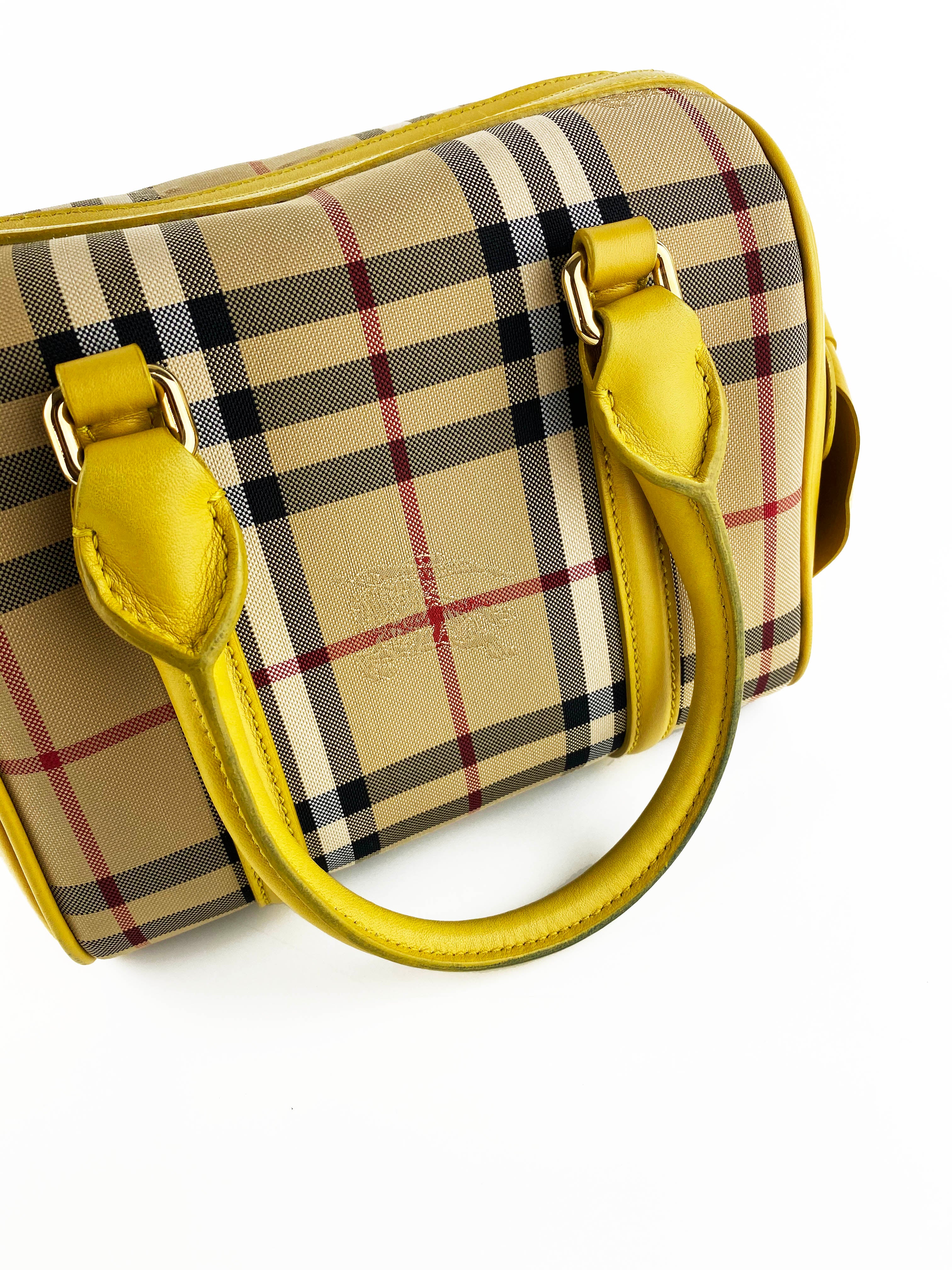 Burberry Horseferry Yellow Check Mini Bee Bow Crossbody Bag - Elegant Women's Handbag for Date Night & Special Occasions