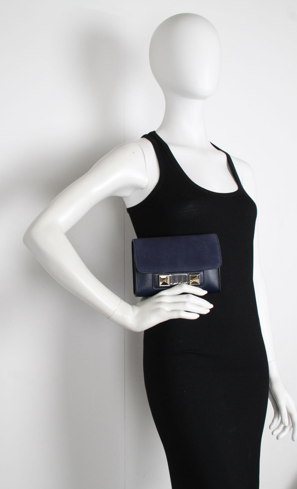 PS11 WOS Suede & Grain Leather Handbag in Indigo Blue - Stylish Crossbody Bag for Women, Perfect for Work, Travel & Evening Out