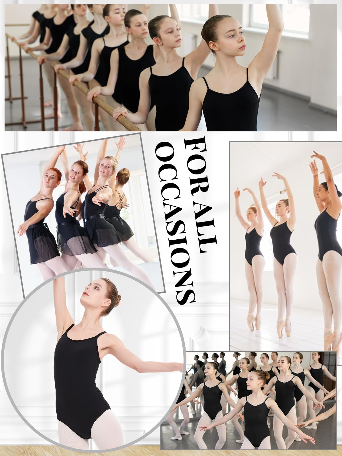 Kefiyis Women's Ballet Dance Leotard - High Elasticity Black Camisole for Classic & Artistic Gymnastics - Perfect for Ballet Class, Dance Practice & Performance