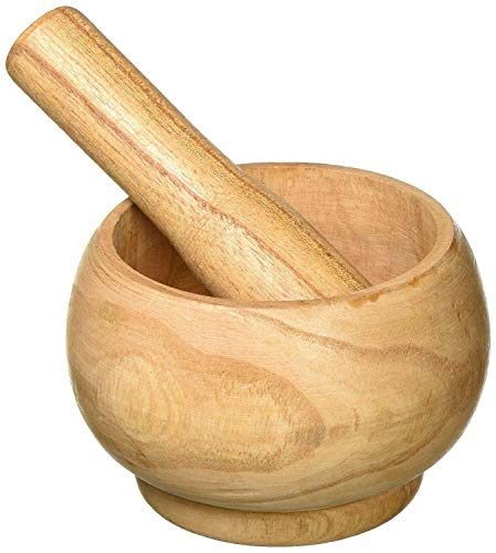 Premium Bamboo Wood Mortar and Pestle Set - 3.5 x 4.5 x 5.5 Inches Spice Grinder for Kitchen - Perfect for Grinding Peppers, Seeds, Herbs & Spices - Ideal for Cooking, Baking & Ayurvedic Remedies