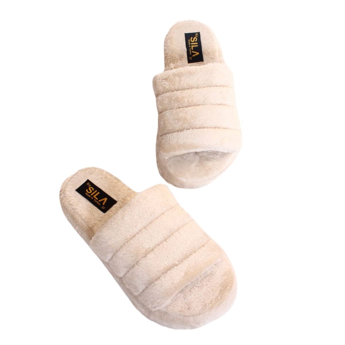 Breathable Soft Faux Rabbit Fur Open Heel Slippers for Women with Memory Foam - Comfortable Indoor Outdoor House Slippers (Size 5-10) - Perfect for Lounging at Home, Running Errands & Cozy Gift Giving