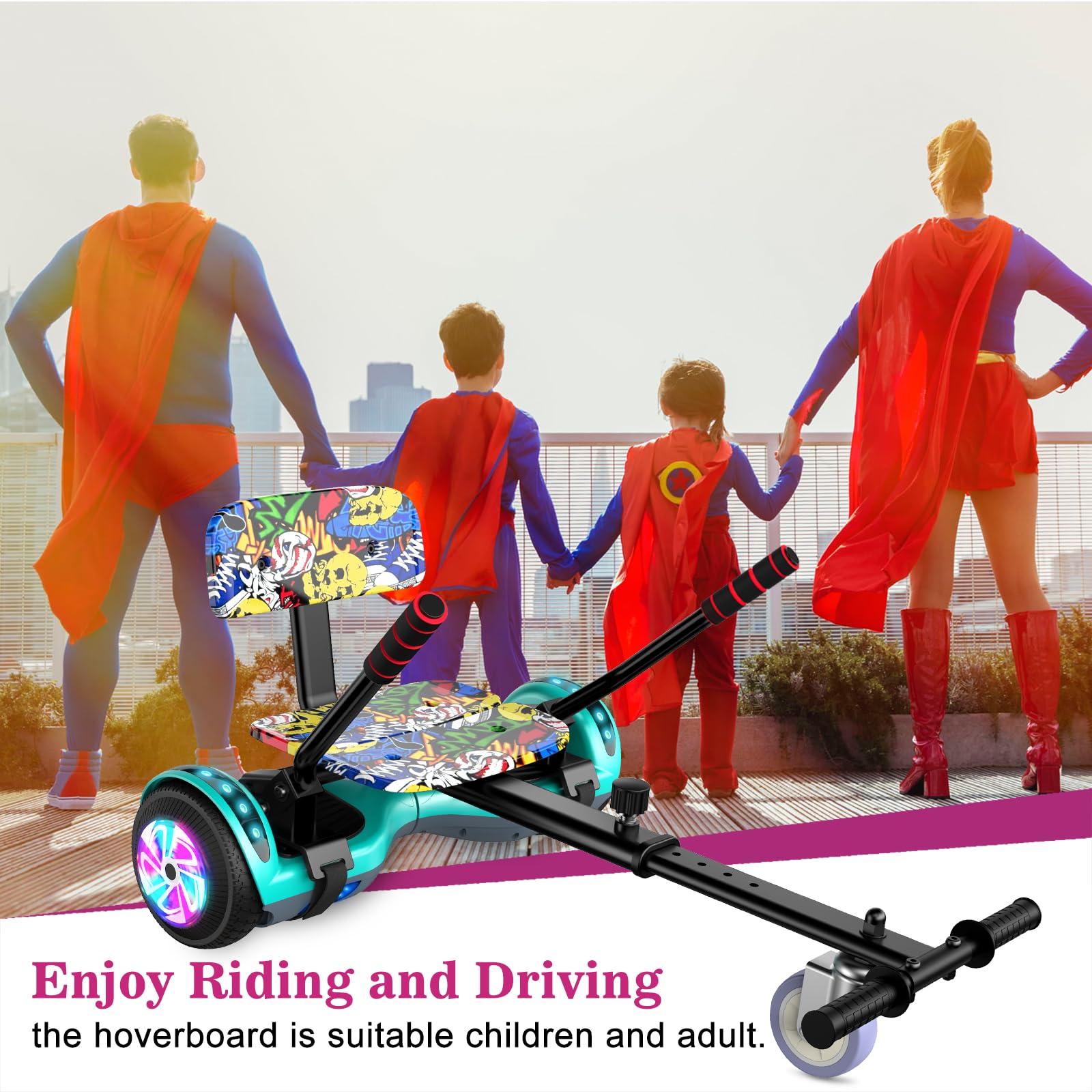 6.5 Inch Self Balancing Hoverboard with Bluetooth & LED Lights - Electric Scooter for Kids & Teens - Perfect for Commuting, Campus Travel & Outdoor Fun
