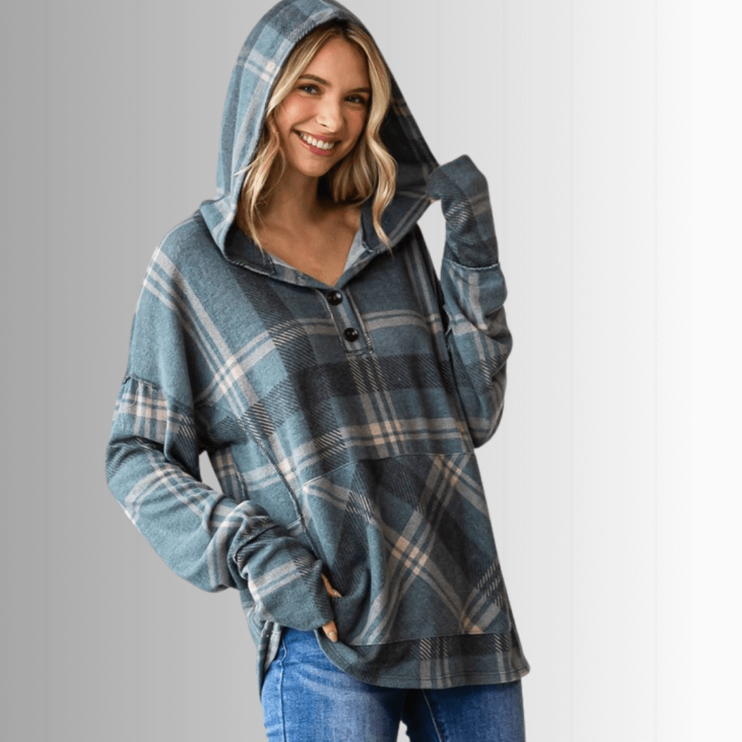 Blake Soft Plaid Hoodie for Men & Women | 100% Cotton Cozy Pullover Sweatshirt | Made in USA | Perfect for Casual Wear, Outdoor Activities & Loungewear