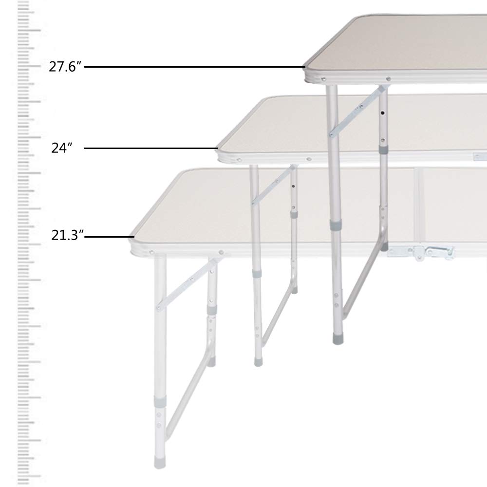 4FT Portable Folding Table 120x60x70cm - Lightweight Multipurpose Indoor Outdoor Table for Picnic, Party, Dining, Camping & Home Use