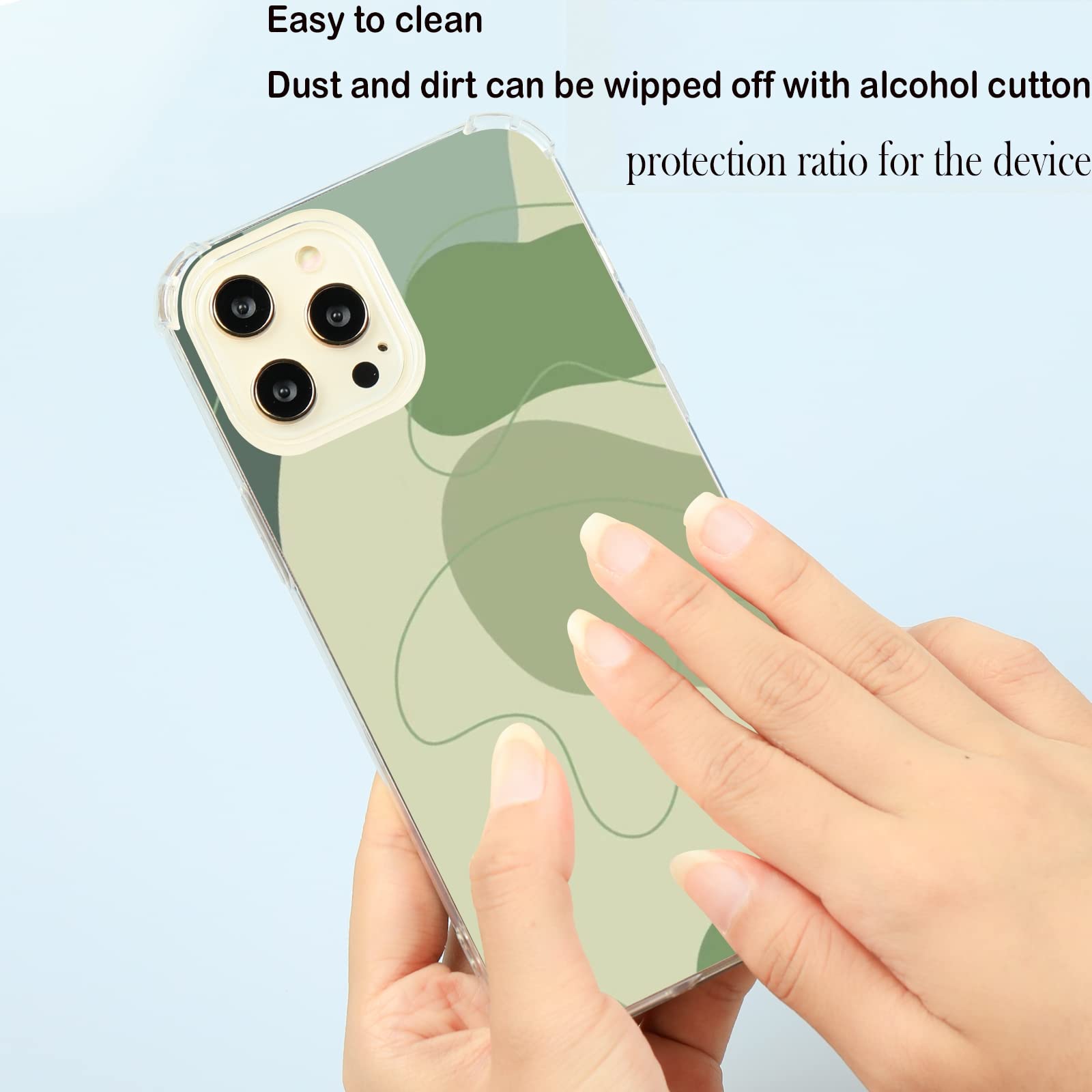 Sage Green Swirl iPhone 12 Pro Max Case - Minimalist Boho Abstract Design, Flexible TPU Bumper Cover with Wireless Charging Support | Trendy Protective Phone Cover for Everyday Use, Travel & Work