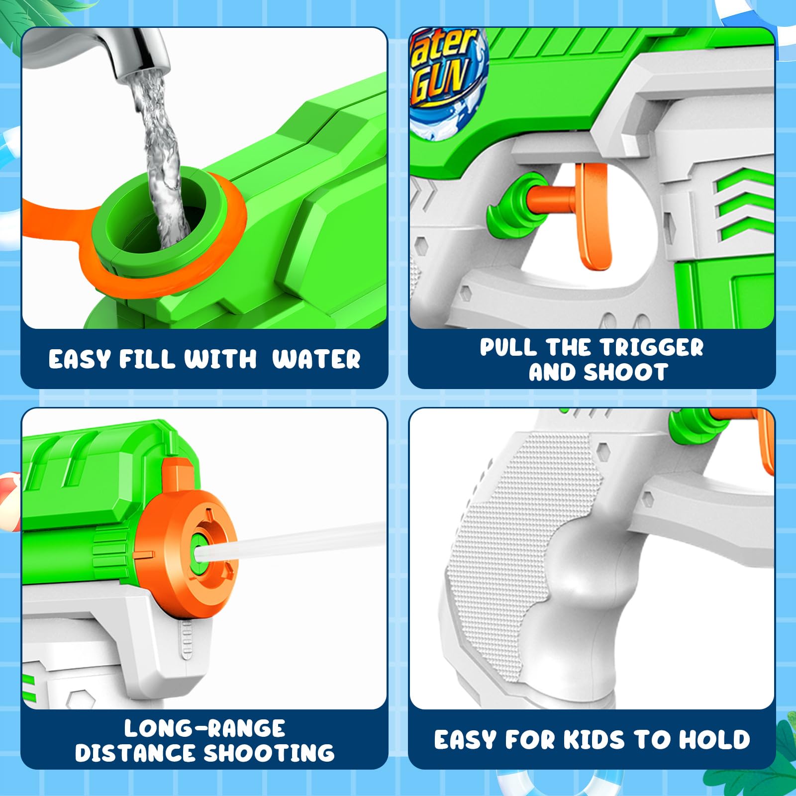 **6 Pack Water Guns for Kids - 220CC Large Capacity Squirt Guns with 15-20 Feet Range, Outdoor Water Blaster Toys for Boys & Girls - Perfect for Pool, Beach, Backyard Battles & Summer Water Fights**