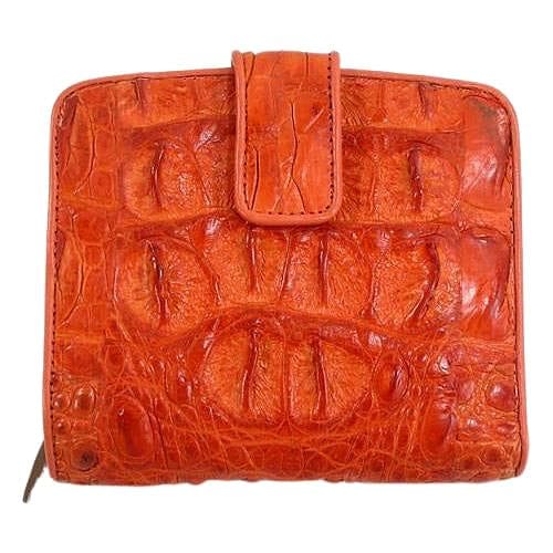 Luxury Orange Crocodile Leather Women's Wallet - Genuine Exotic Skin Credit Card Holder & Cash Pouch - Perfect for Everyday Use, Gift Giving & Special Occasions