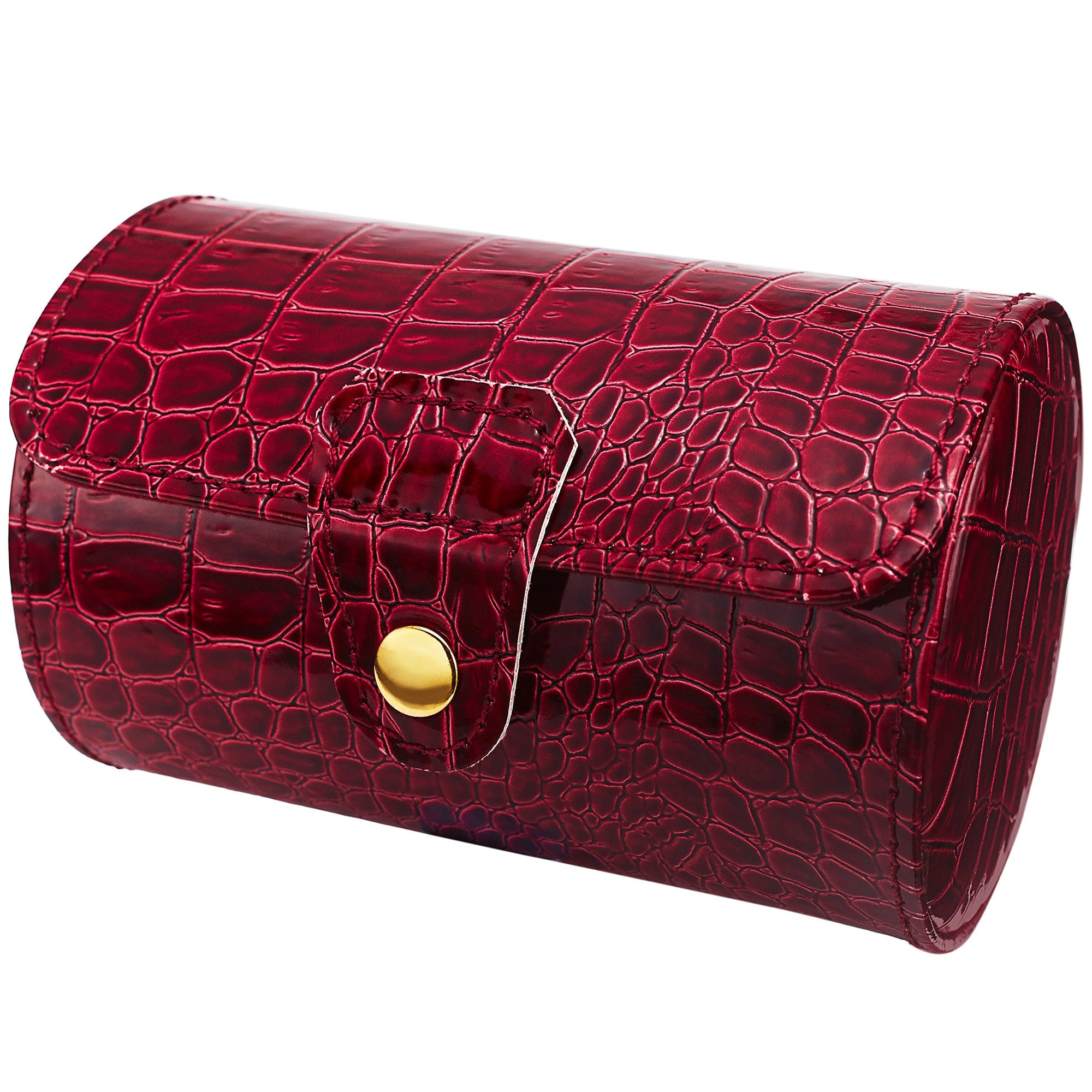 Premium Crimson Croco 2 Watch Case - Luxury Leather Watch Storage Box for Men & Women - Perfect for Travel, Home Display, and Watch Collection Organization