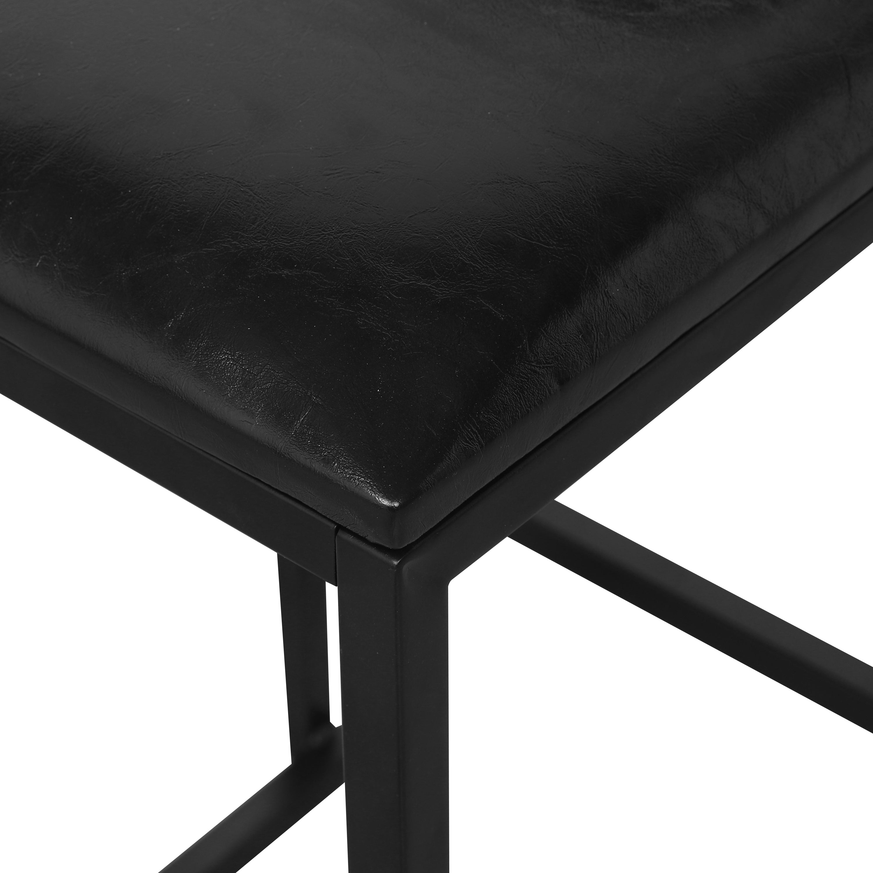 Set of 2 Black PU Leather Bar Stools with Backrest & Footrest - Counter Height Kitchen Island Stools for Home Bar, Breakfast Nook & Dining Room Decor