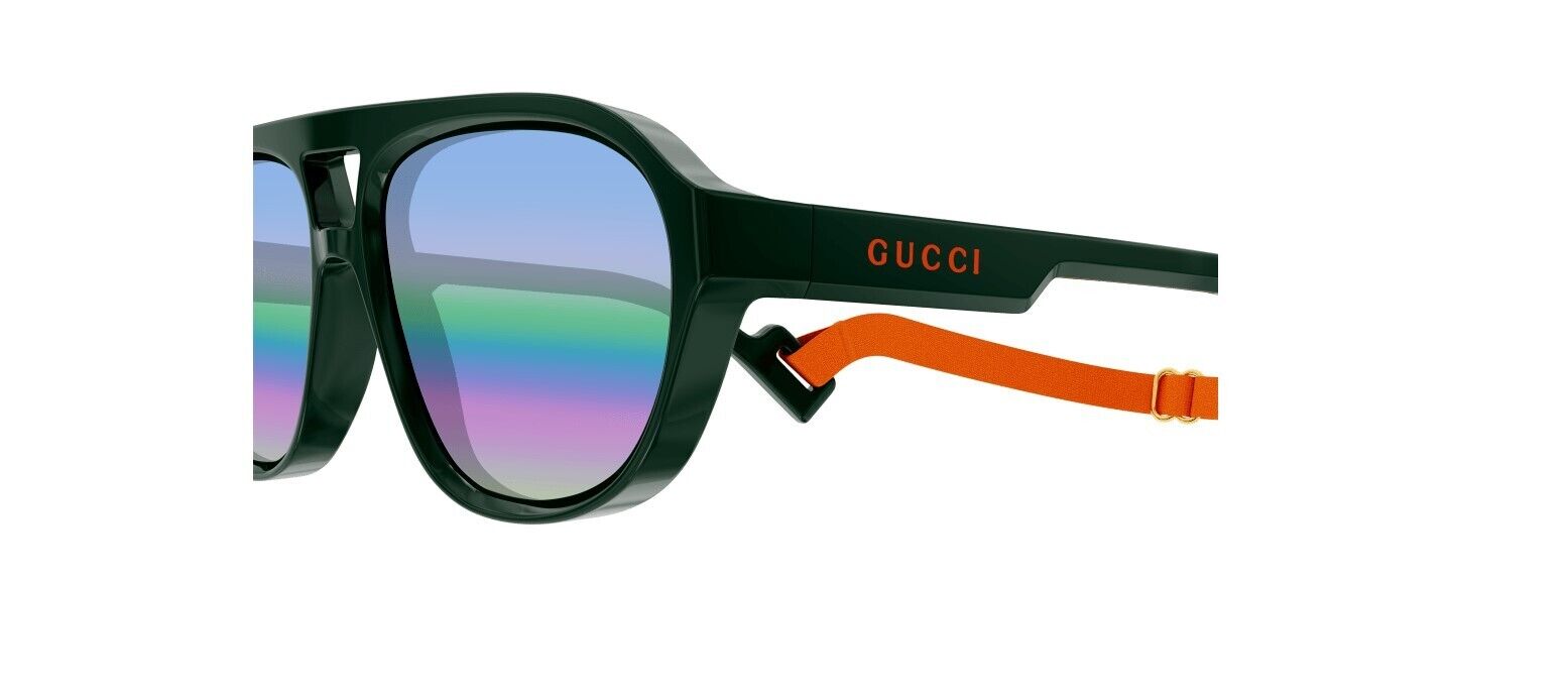Gucci GG1239S 003 Green/Grey Polarized Sunglasses for Men with Gucci Lanyard - UV Protection, Luxury Fashion Accessory for Outdoor Activities, Travel & Summer Style