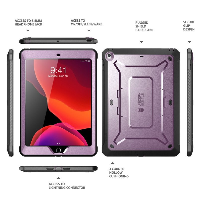 10.2 Inch iPad Rugged Protective Case with Built-in Screen Protector - Shockproof Cover for Kids, Outdoor, Travel & Daily Use
