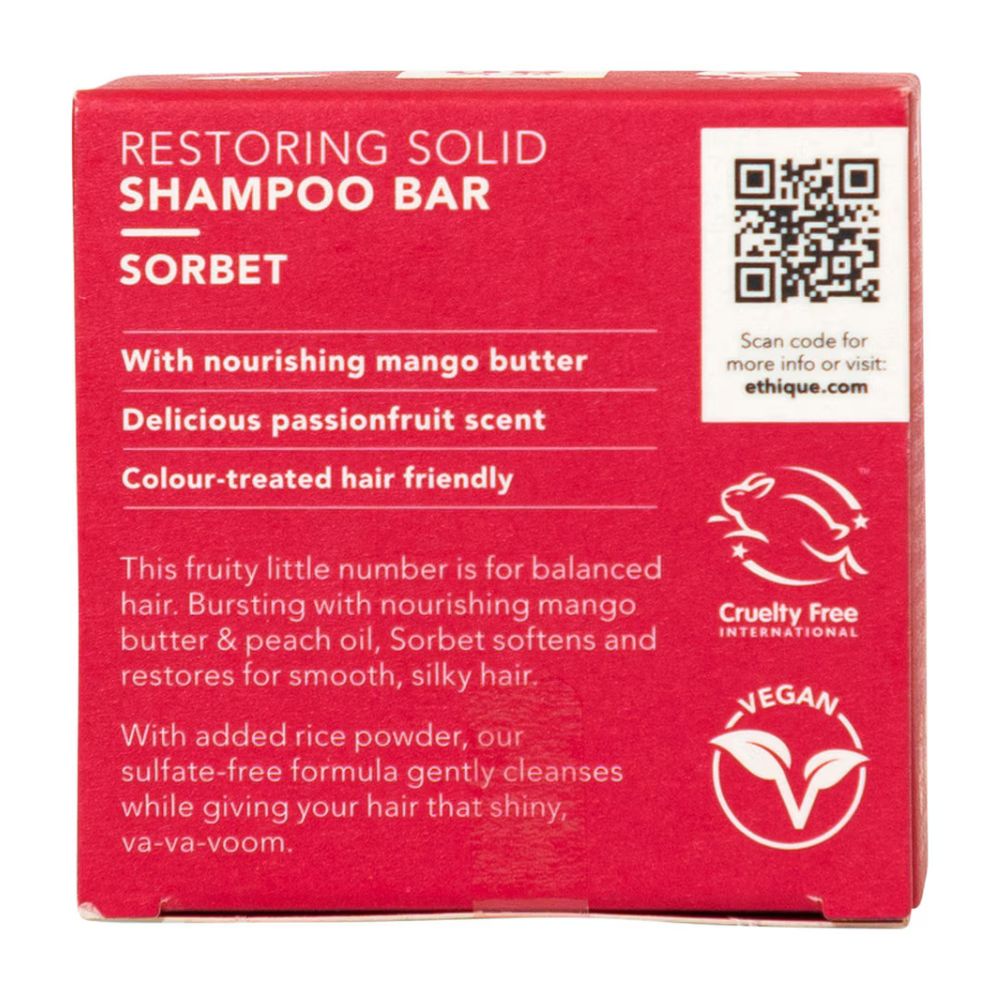 Ethique Solid Shampoo Bar for Balanced Hair - 110g Vegan & Cruelty-Free Hair Care - Restoring Sorbet Scent - Ideal for Travel, Gym & Eco-Friendly Bathroom Routine