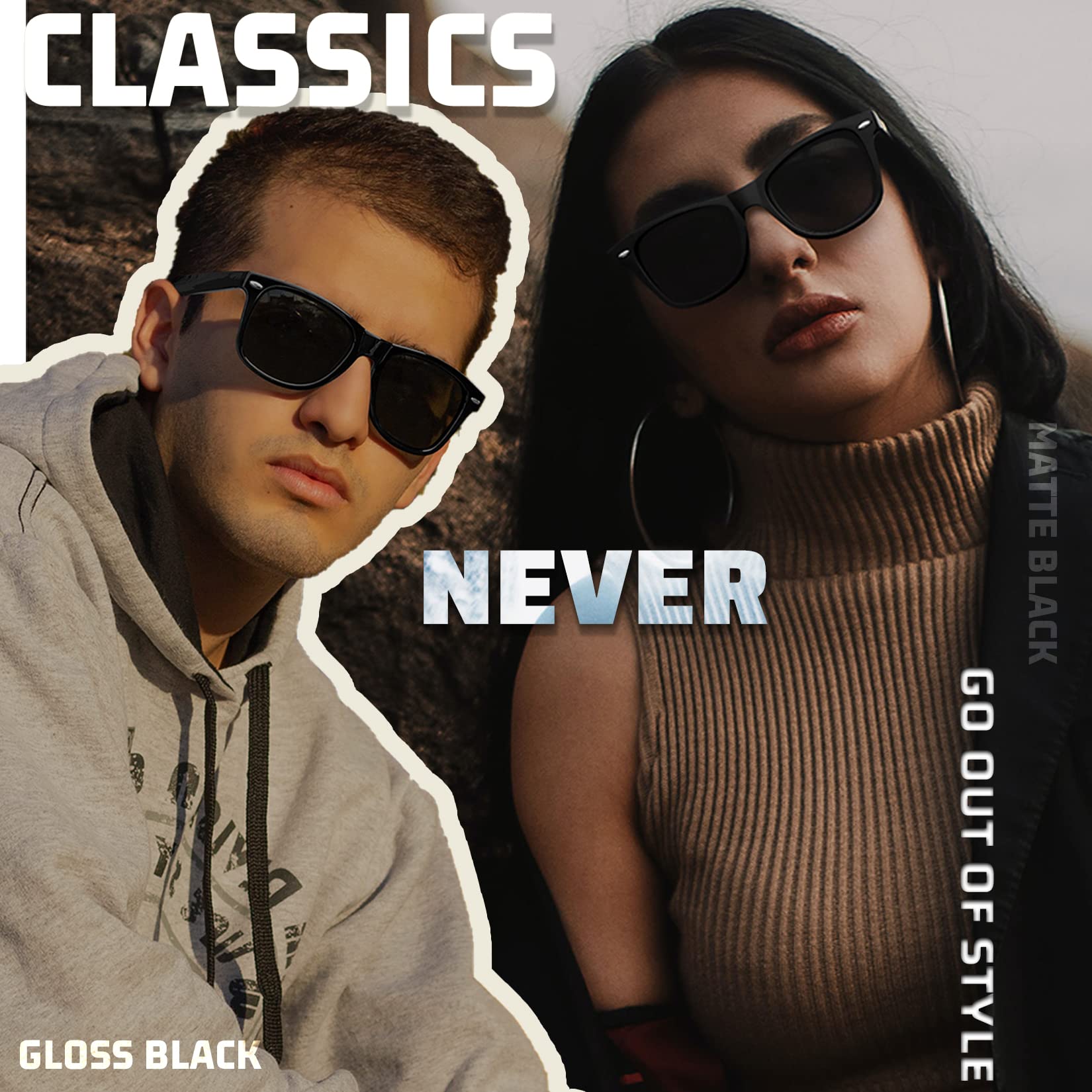 Joopin Square Polarized Sunglasses for Men & Women - 100% UV Protection, Trendy Designer Shades for Outdoor Activities, Driving, Beach & Fashion