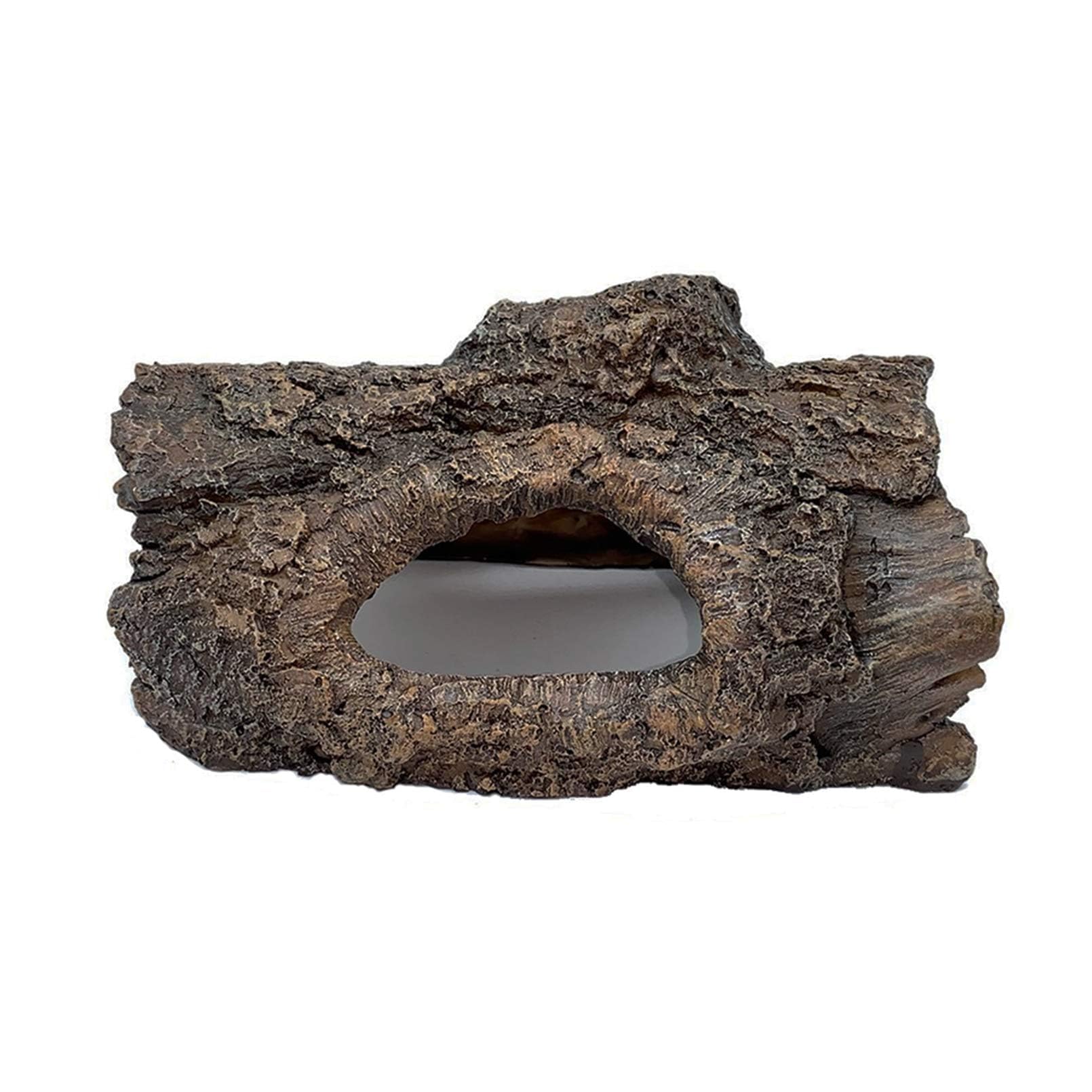 Resin Aquarium Cave Decor - Hollow Tree Trunk Hideout for Fish & Turtles - 6.1x3.9x3.1IN - Perfect for Betta & Shrimp Tanks