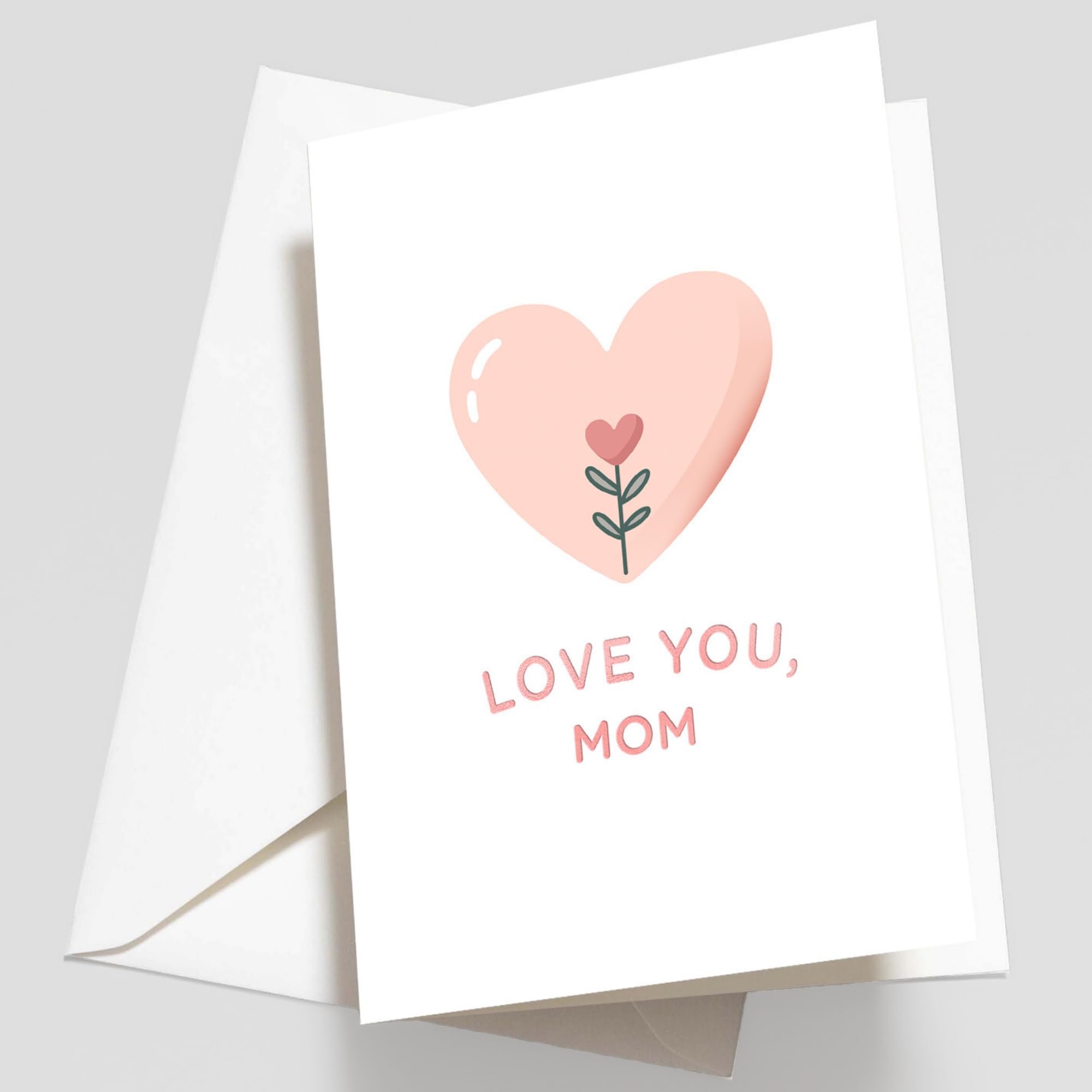 Elegant Rose Gold Mother's Day Card with Envelope - Perfect for Gifting