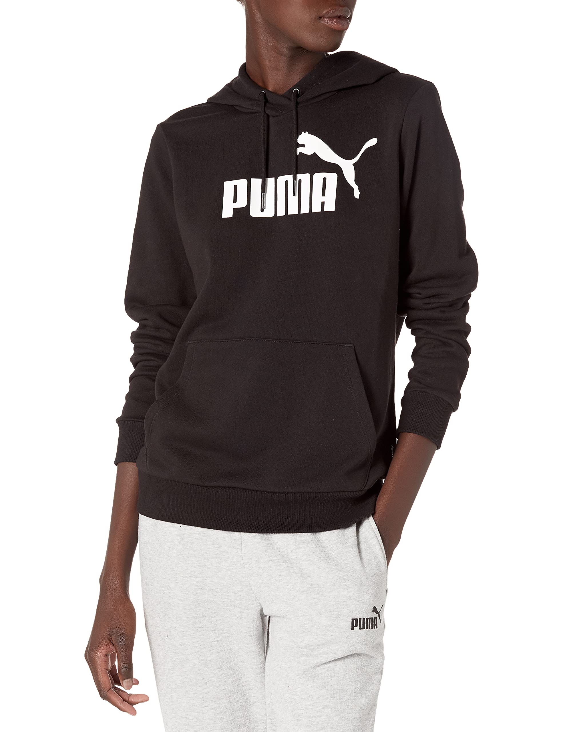 PUMA Essentials Logo Hoodie for Men & Women - Black, Large - Comfortable Cotton Blend Pullover Hooded Sweatshirt for Casual Wear, Gym & Street Style