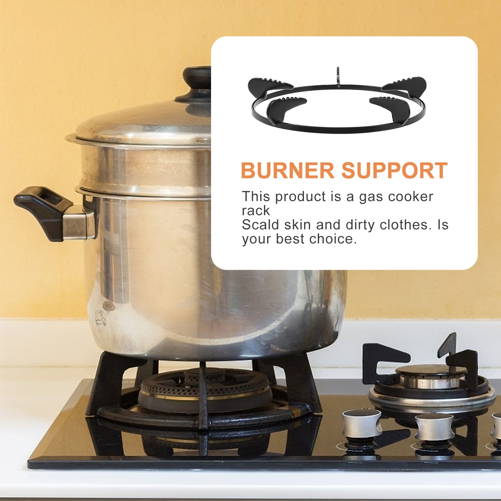 SOLUSTRE 2-Piece Cast Iron Wok Stand & Burner Bracket - Heavy Duty Stove Adapter for Wok Cooking, Kitchen Accessories - Perfect for Asian Cuisine, Stir Fry, and Home Cooking Scenes