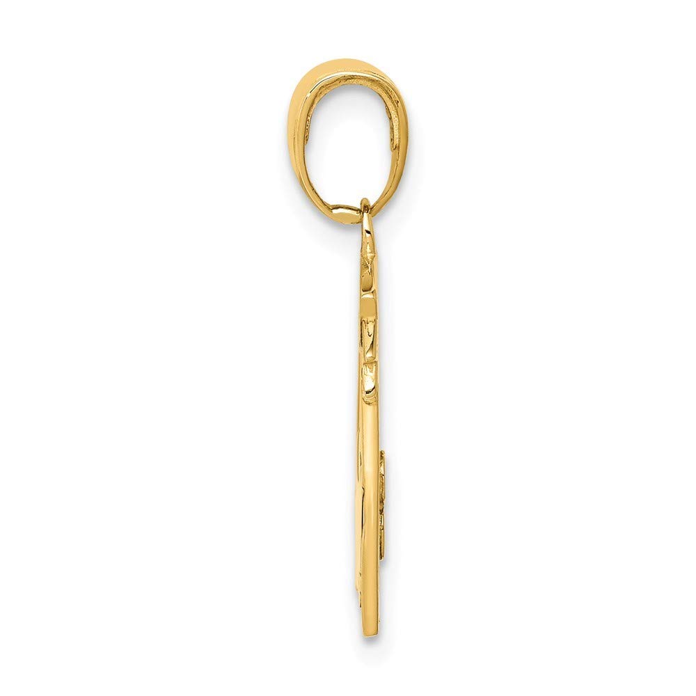 14K Yellow Gold Teacher Pendant Necklace - Flat Back Polished Frame Jewelry for Women - Perfect Gift for Educators, Graduation & Appreciation