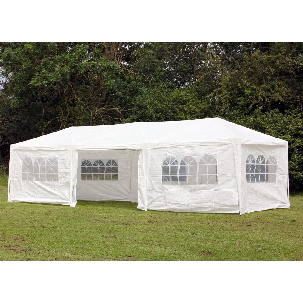 10x30 Foot White Party Tent Gazebo Canopy with Sidewalls - Palm Springs Style Outdoor Wedding, Birthday & Event Shelter for Backyard, Beach & Garden Parties