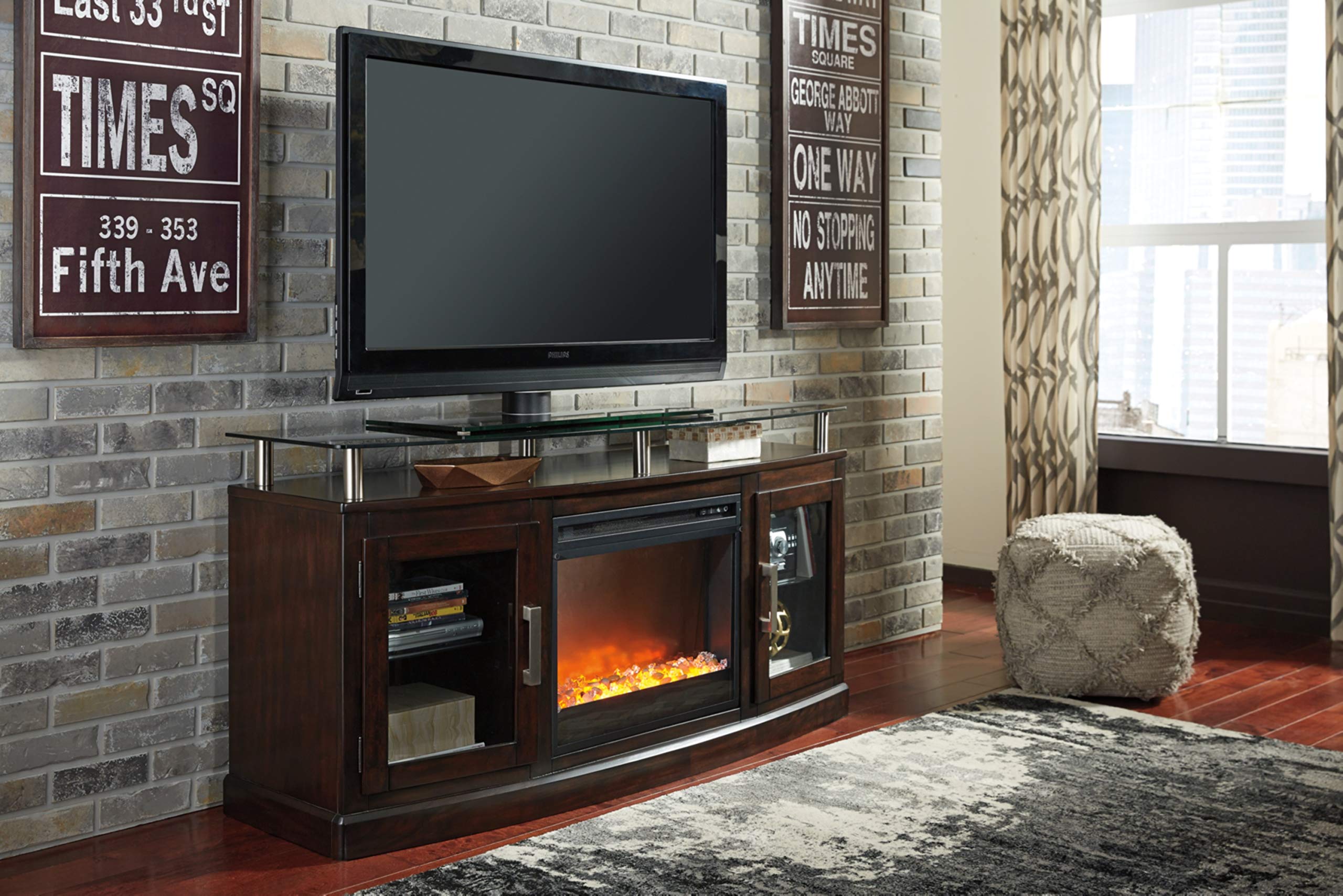 Signature Design by Ashley Large Black Infrared Fireplace Insert - Perfect for Living Rooms, Bedrooms & Home Entertainment Spaces